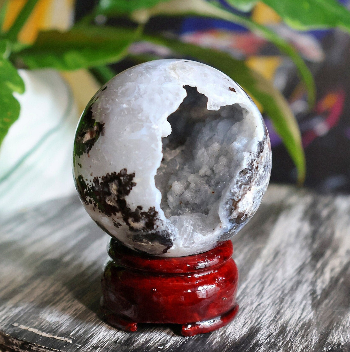 Stunning Ocean Jasper Druzy Quartz Sphere from Madagascar with sparkly crystal caves 5.6 oz Natural Stone