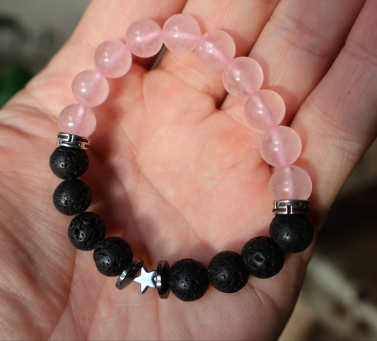 Rose Quartz Lava Bracelet
