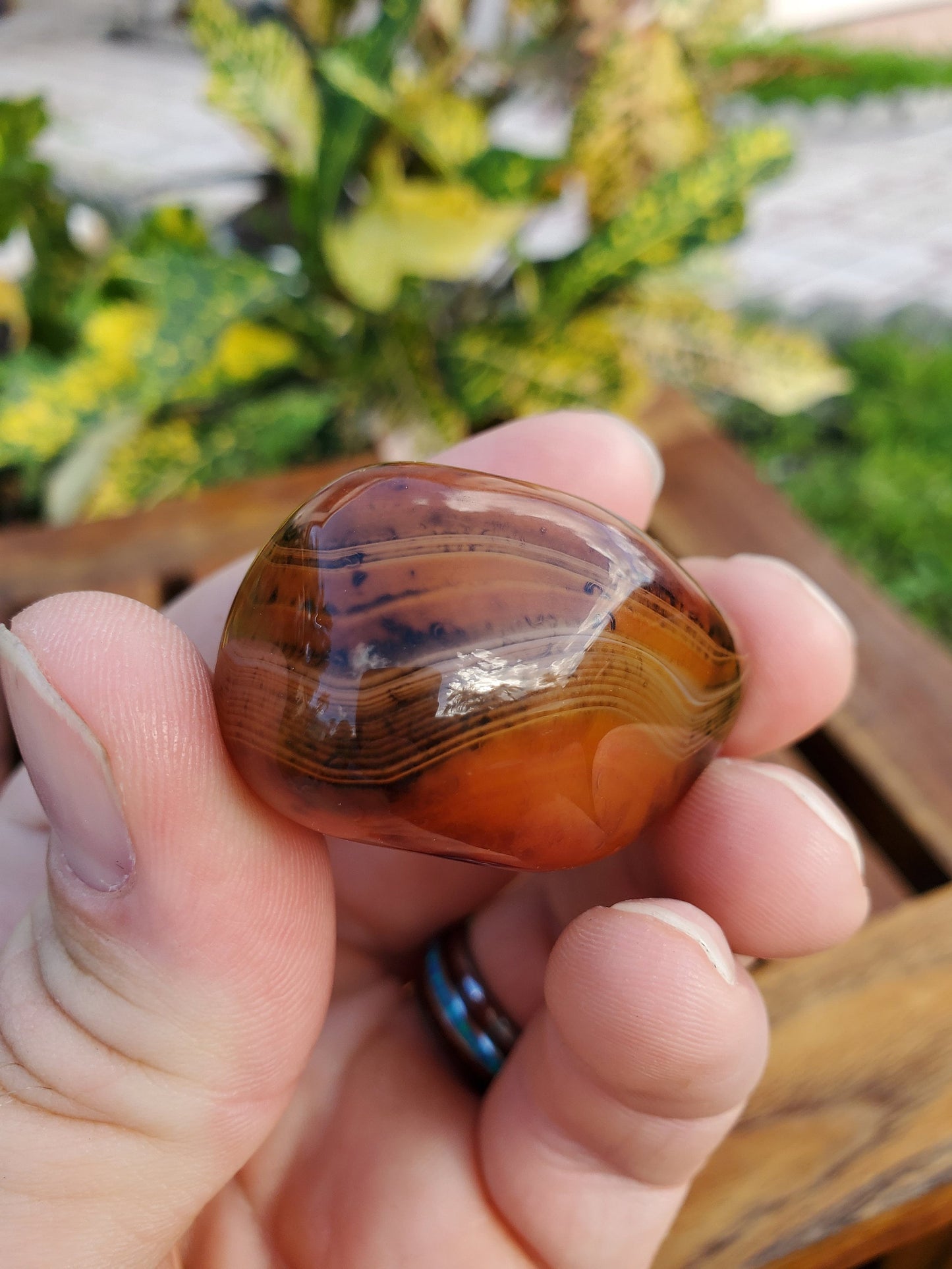 Silk Lace Agate Palm Stone 2.01 oz Natural Stone