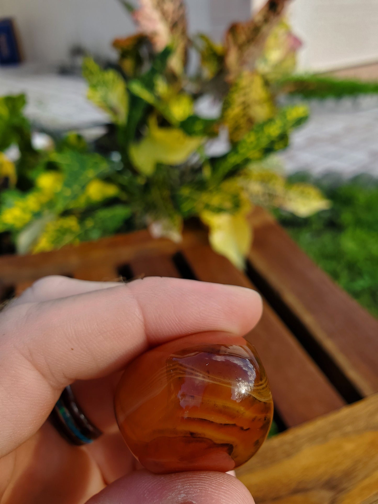 Silk Lace Agate Palm Stone 2.01 oz Natural Stone