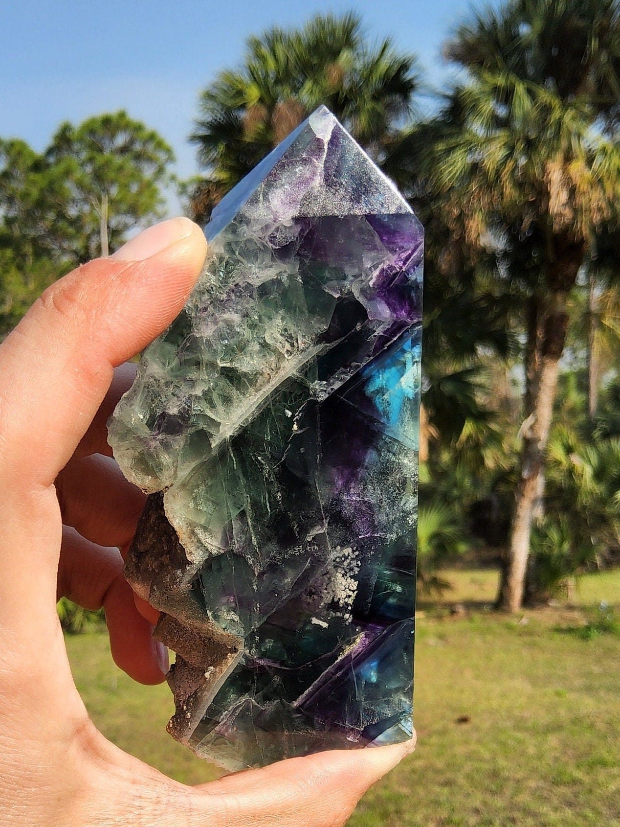 Feather Rainbow Fluorite Tower 11.4 oz Natural Stone