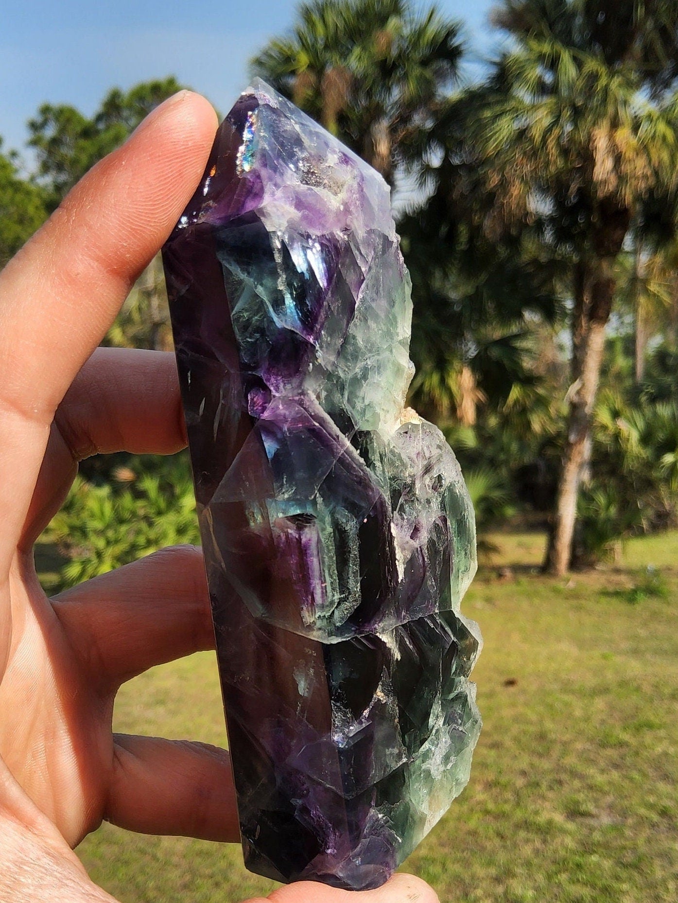 Feather Rainbow Fluorite Tower 11.4 oz Natural Stone