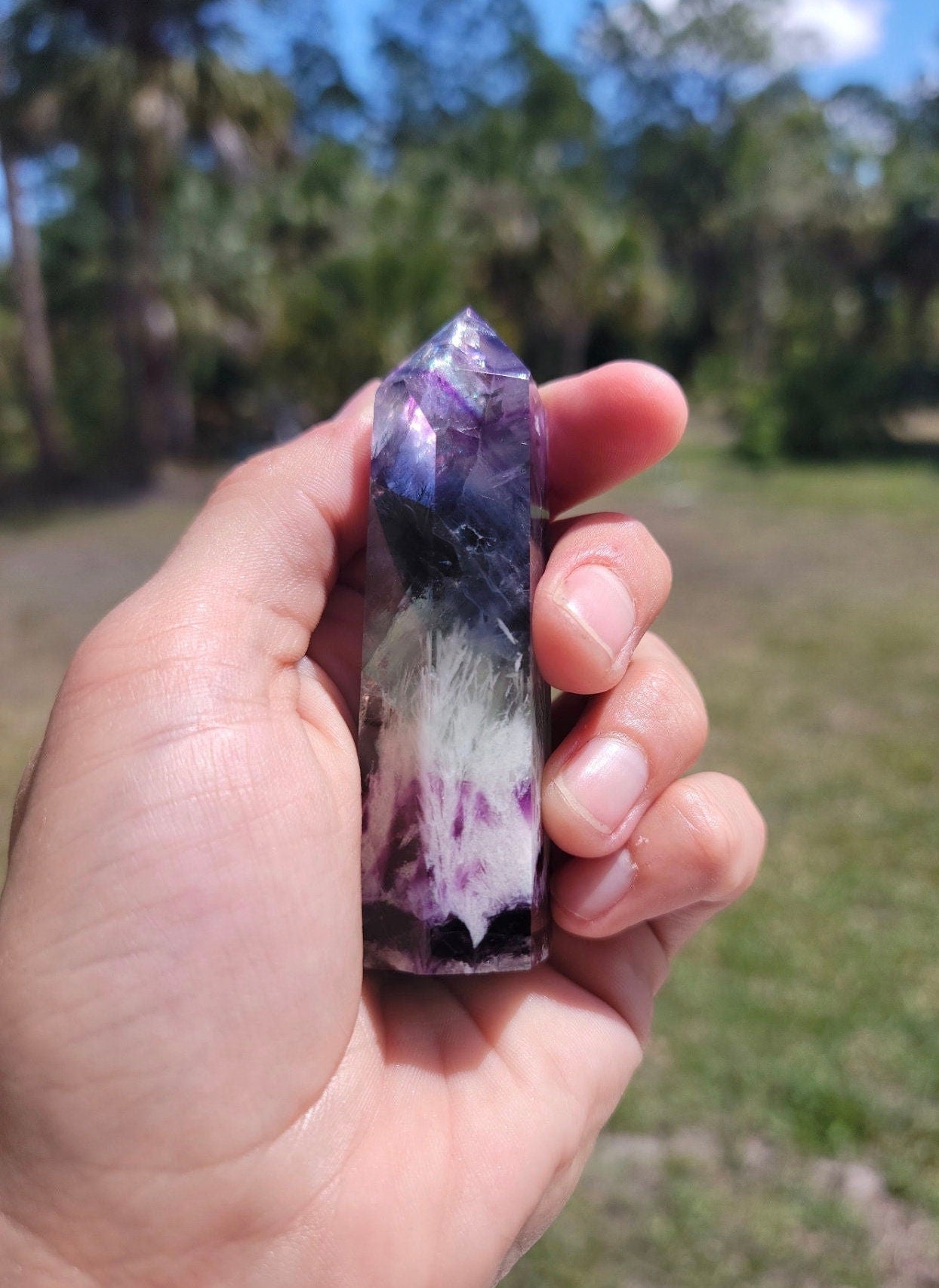 Rainbow Feather Fluorite Tower 4.62 oz Natural Stone
