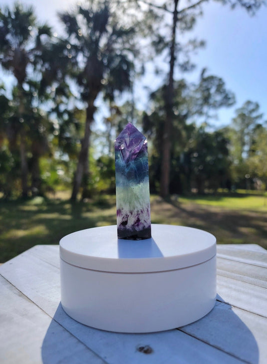 Rainbow Feather Fluorite Tower 4.62 oz Natural Stone