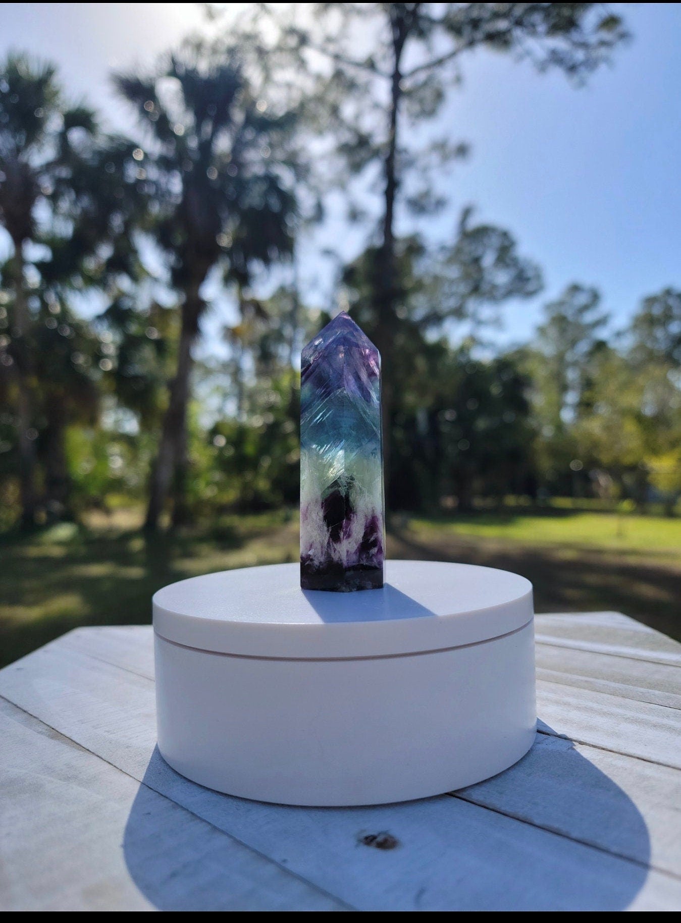 Rainbow Feather Fluorite Tower 4.62 oz Natural Stone
