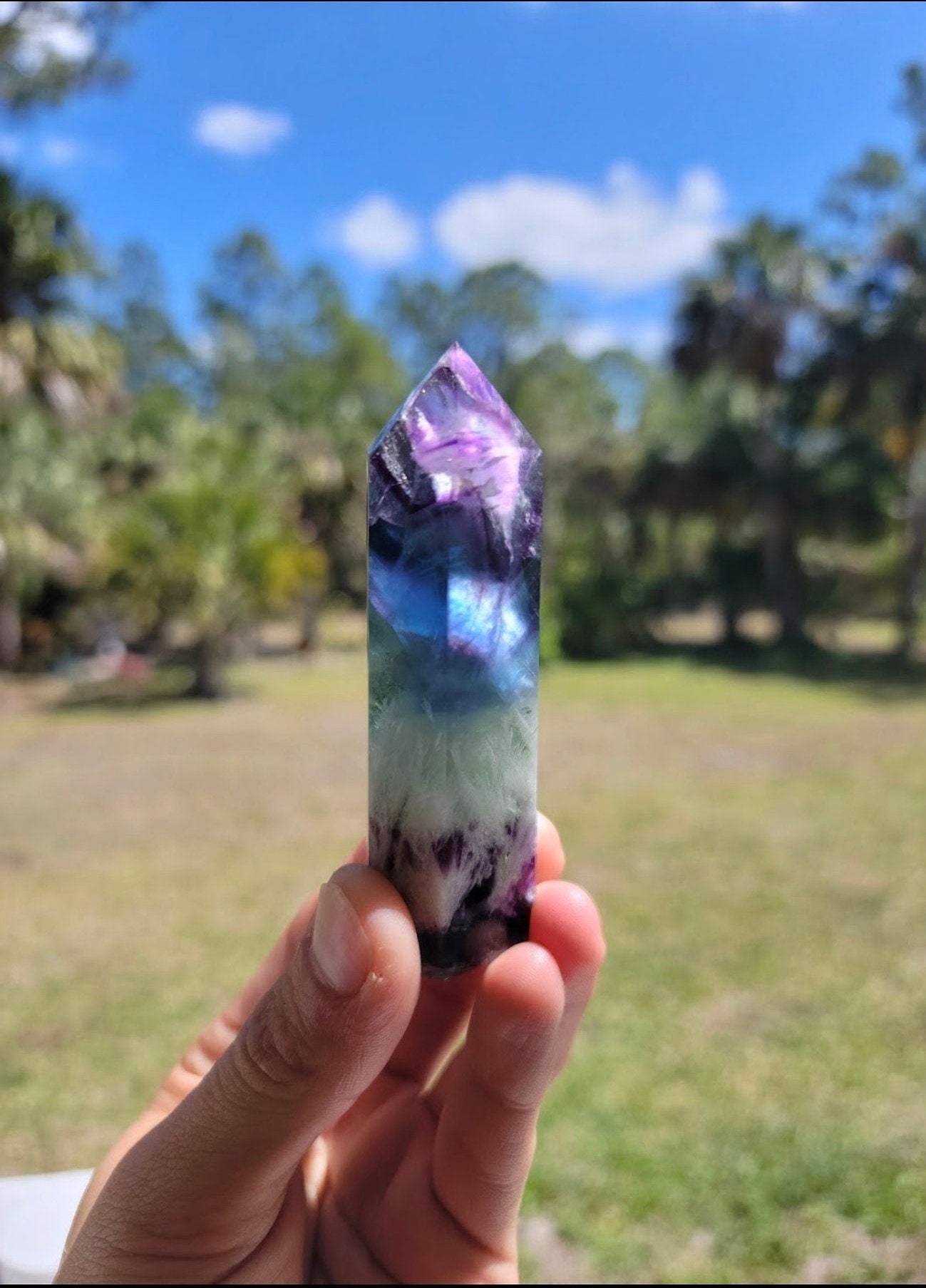 Rainbow Feather Fluorite Tower 4.62 oz Natural Stone