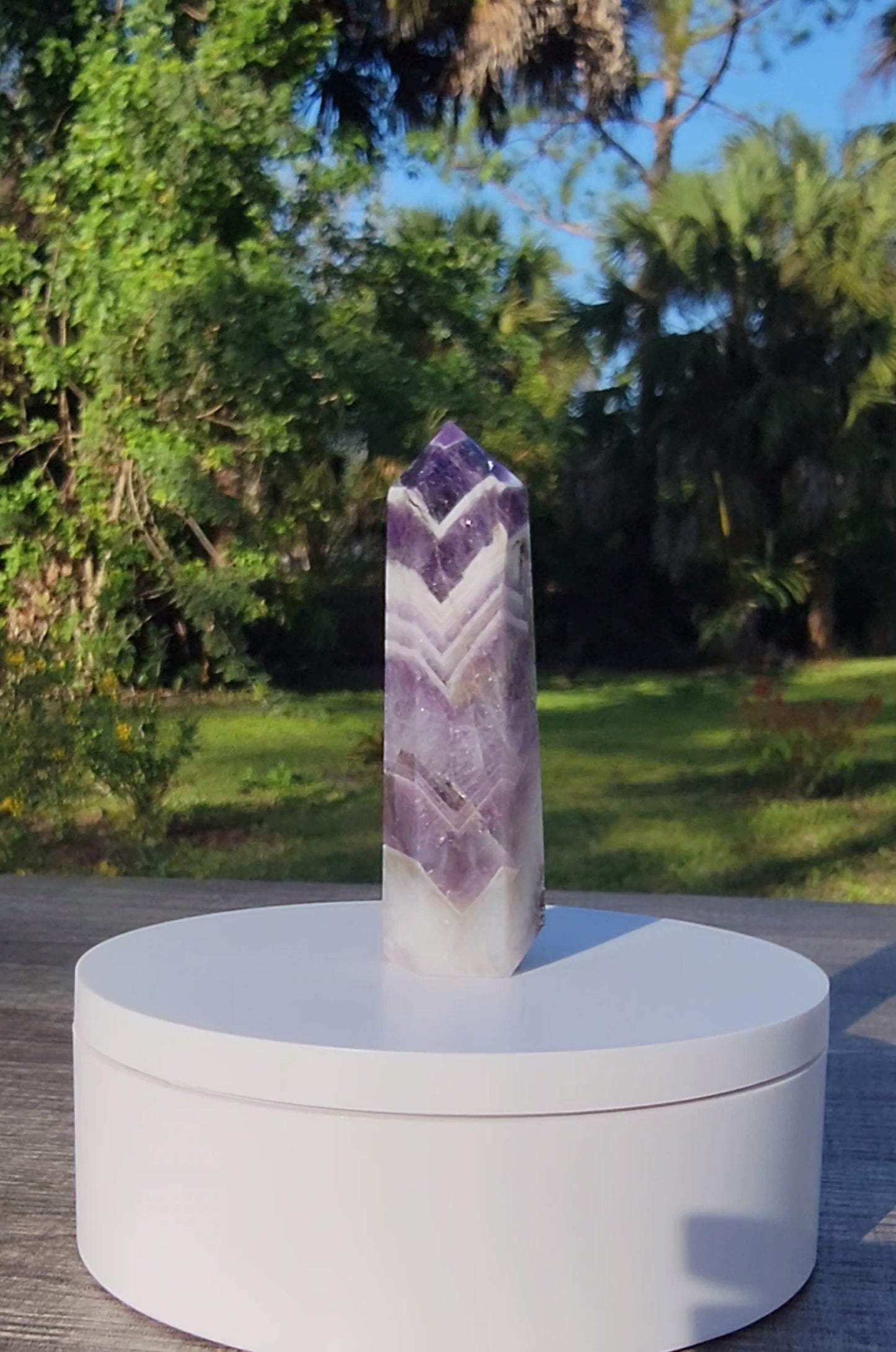 Dream Amethyst Chevron Amethyst Crystal Tower 2.65oz Natural Stone