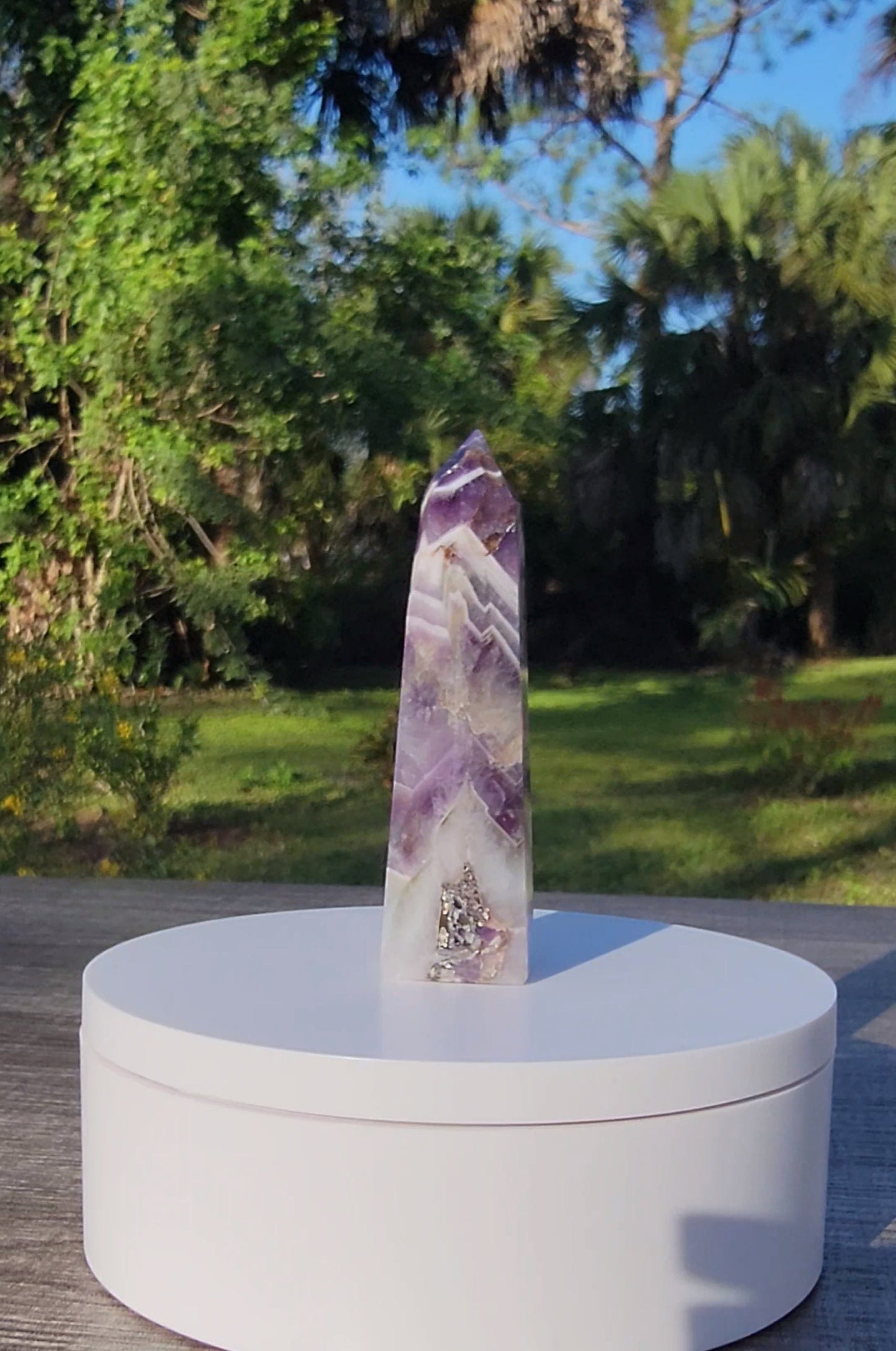 Dream Amethyst Chevron Amethyst Crystal Tower 2.65oz Natural Stone