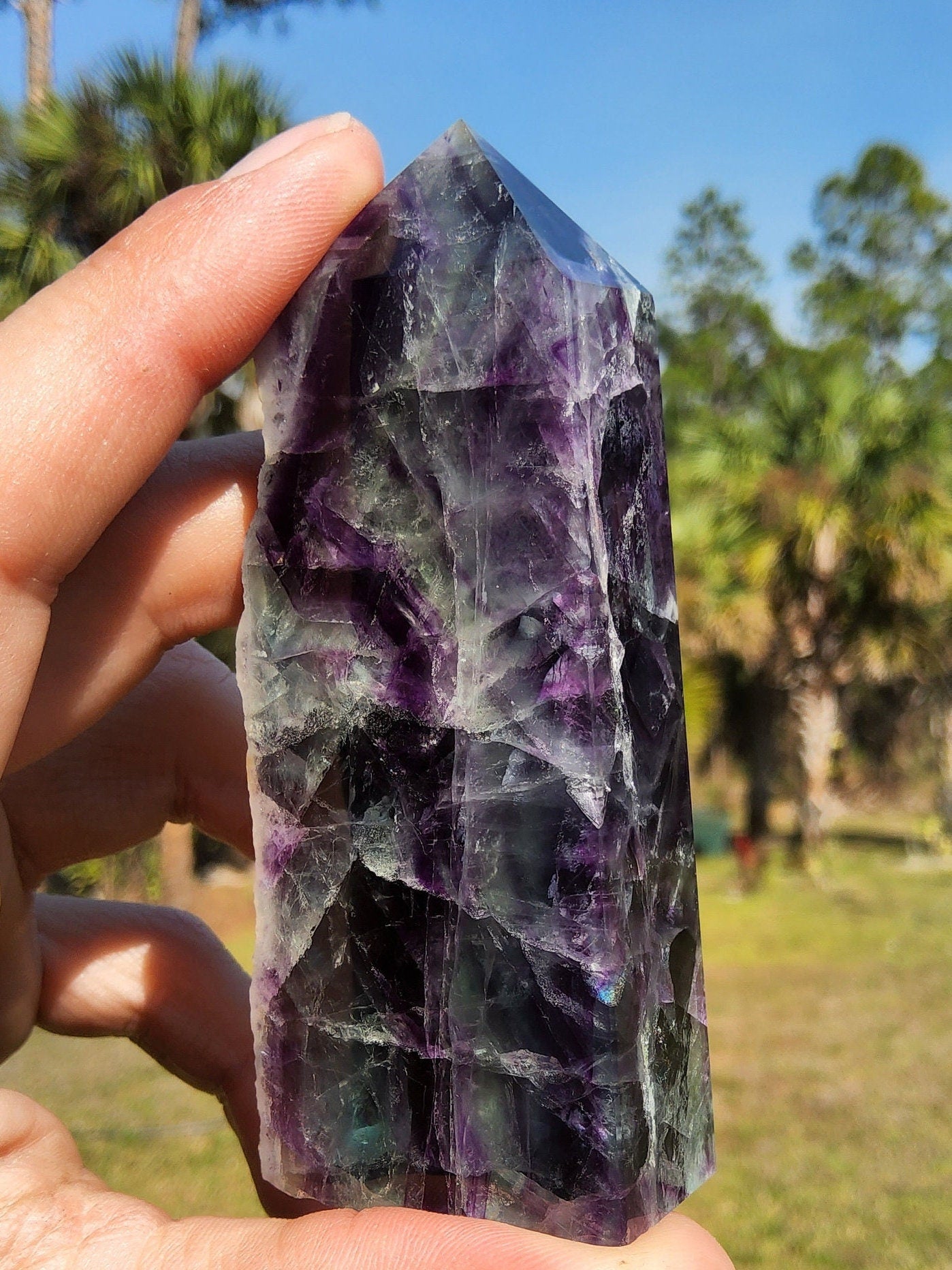 Feather Rainbow Fluorite Crystal Tower 5.3oz Natural Stone