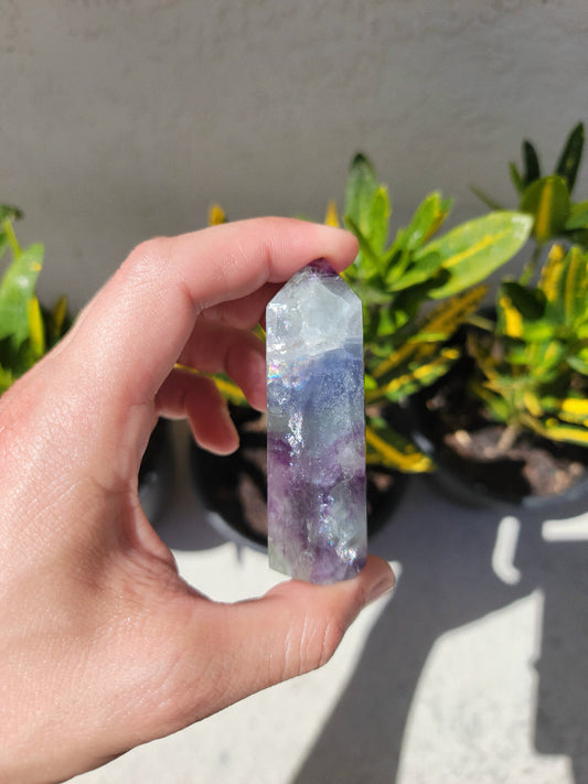 Rainbow Feather Fluorite Tower 3.25 oz Natural Stone
