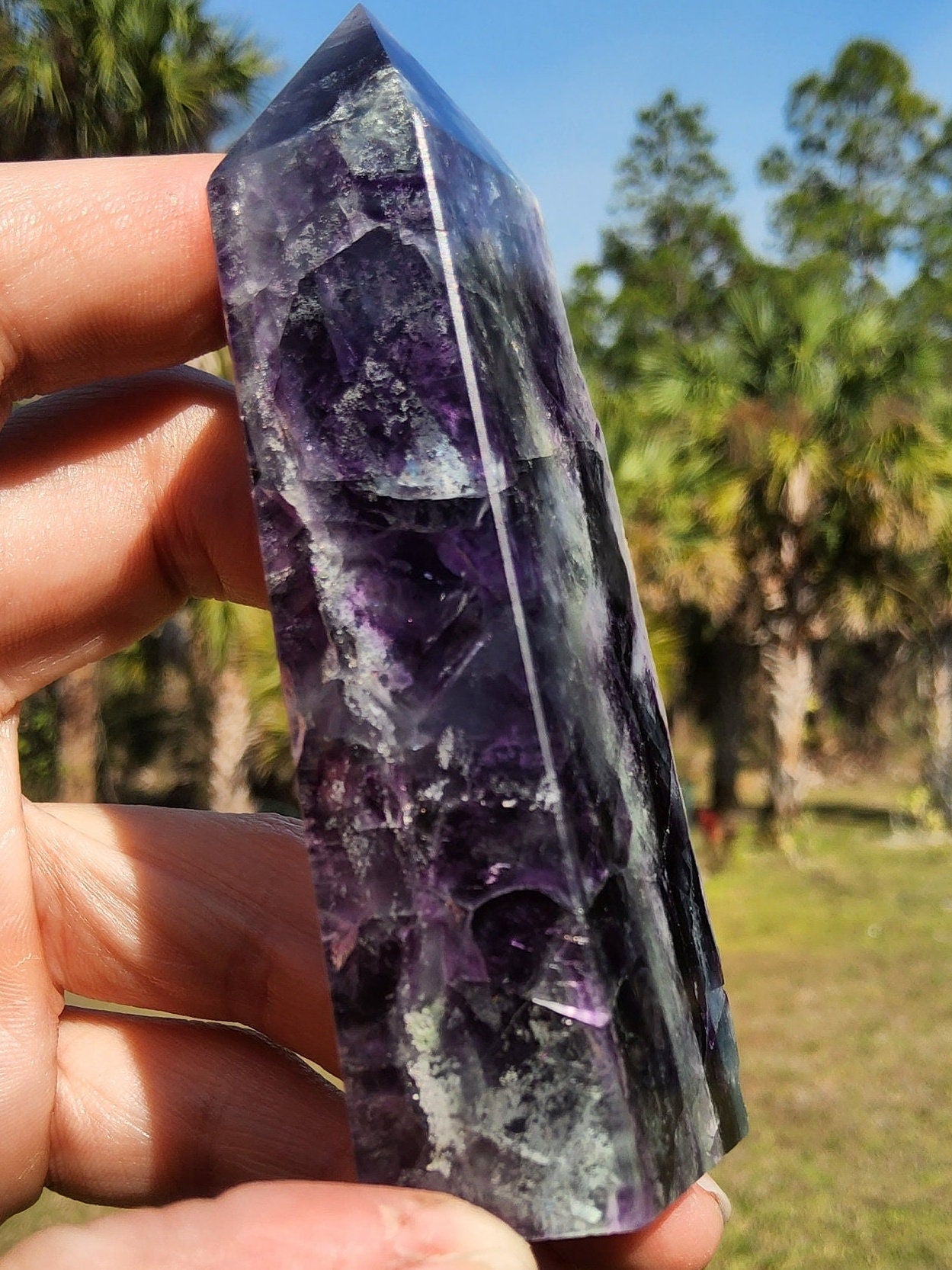 Feather Rainbow Fluorite Crystal Tower 5.3oz Natural Stone