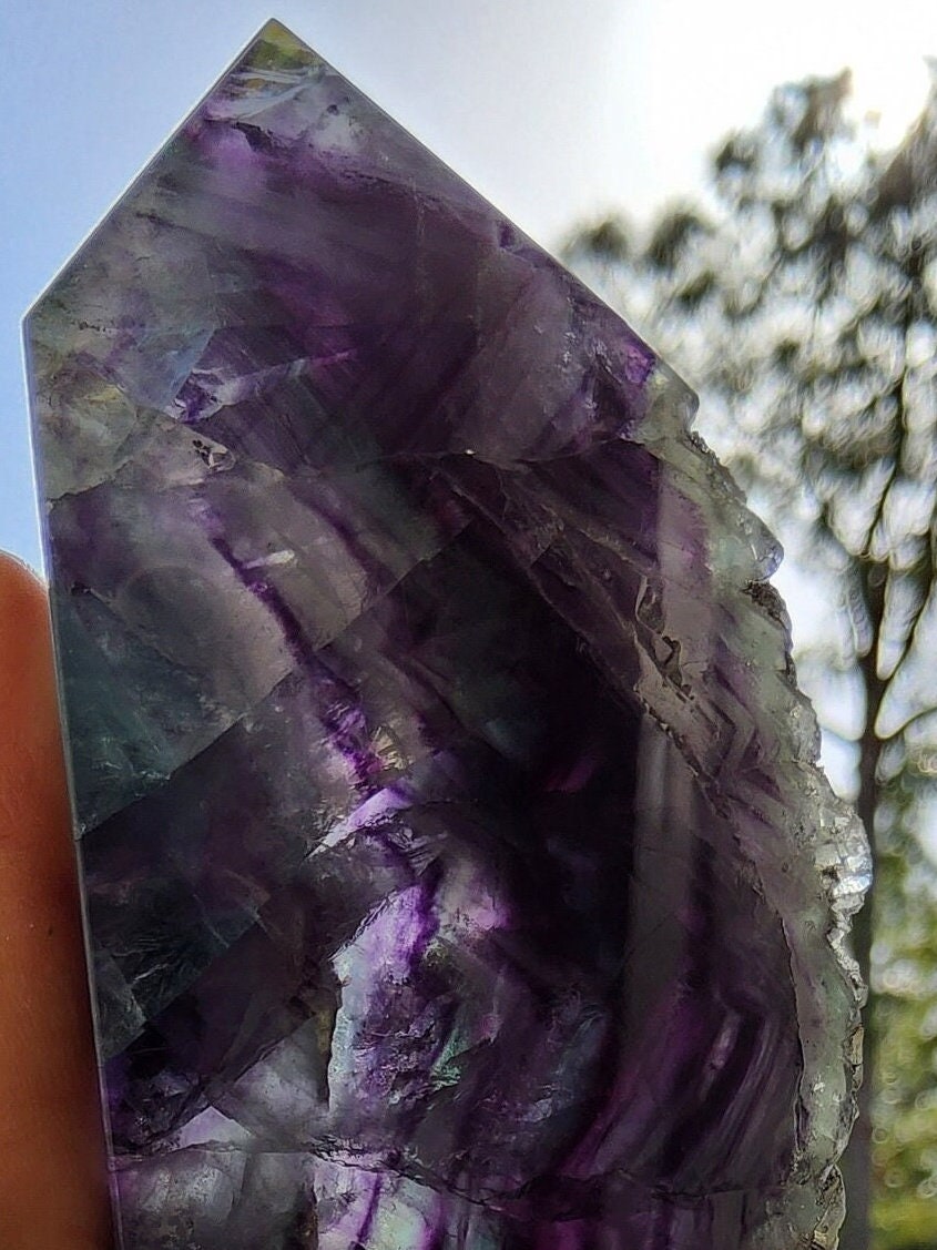 Feather Rainbow Fluorite Tower 12.9 oz Natural Stone