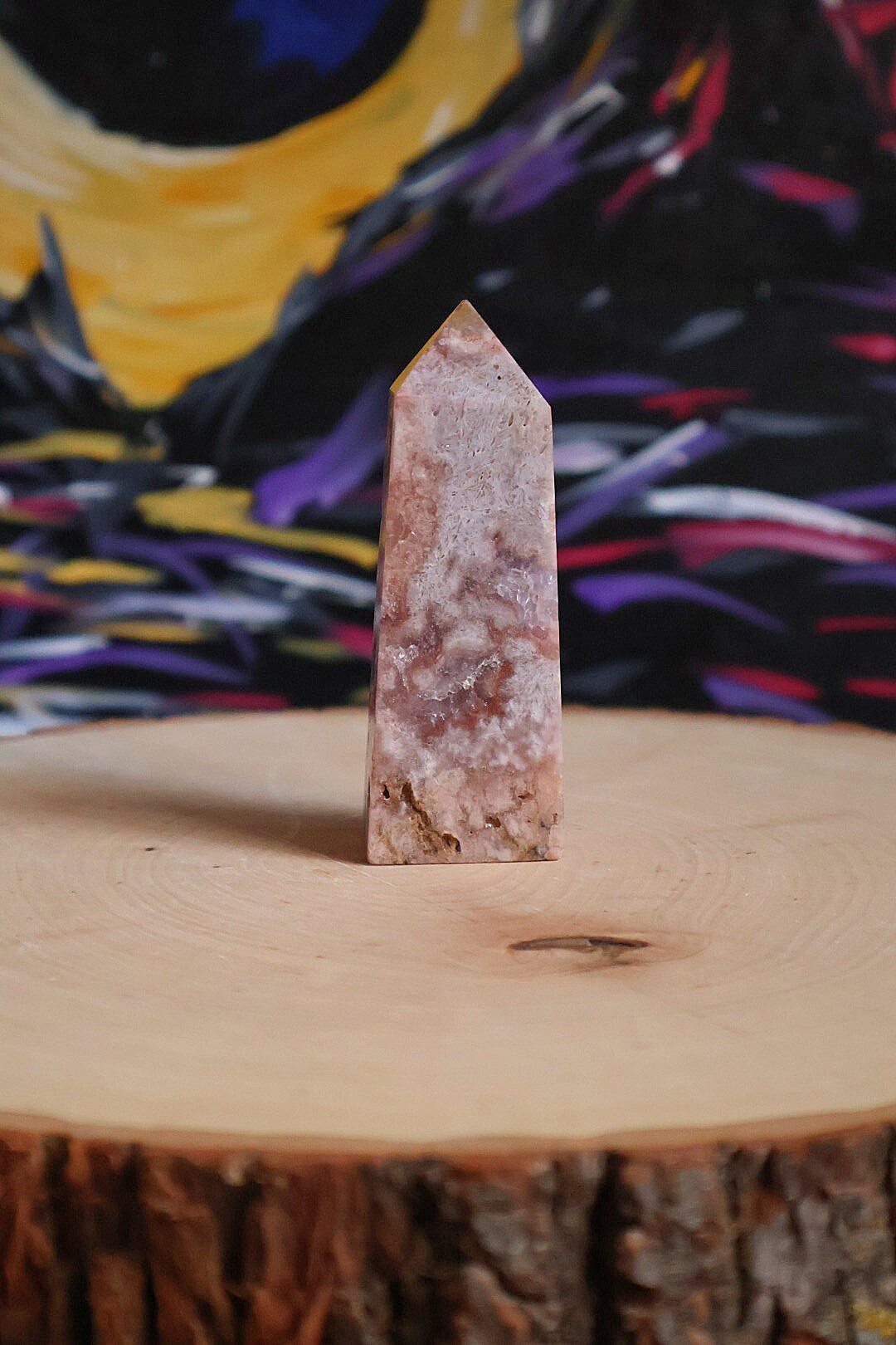 Pink Amethyst Flower Agate Tower 4.5 oz Natural Stone