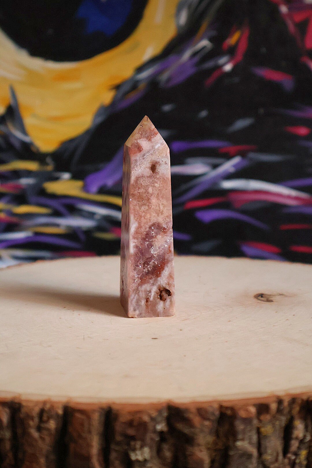 Pink Amethyst Flower Agate Tower 4.5 oz Natural Stone