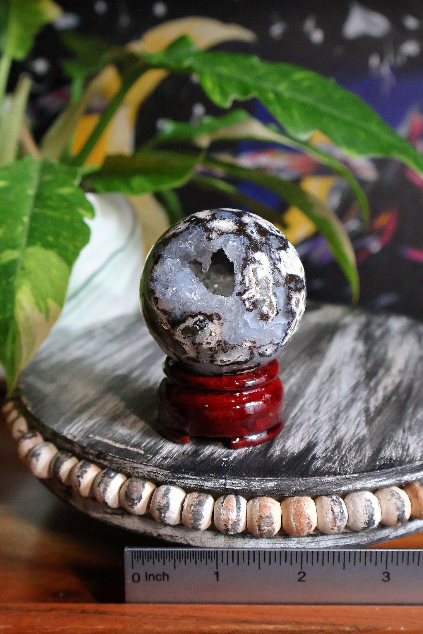 Stunning Ocean Jasper Druzy Quartz Sphere from Madagascar with sparkly crystal caves 4.8 oz Natural Stone