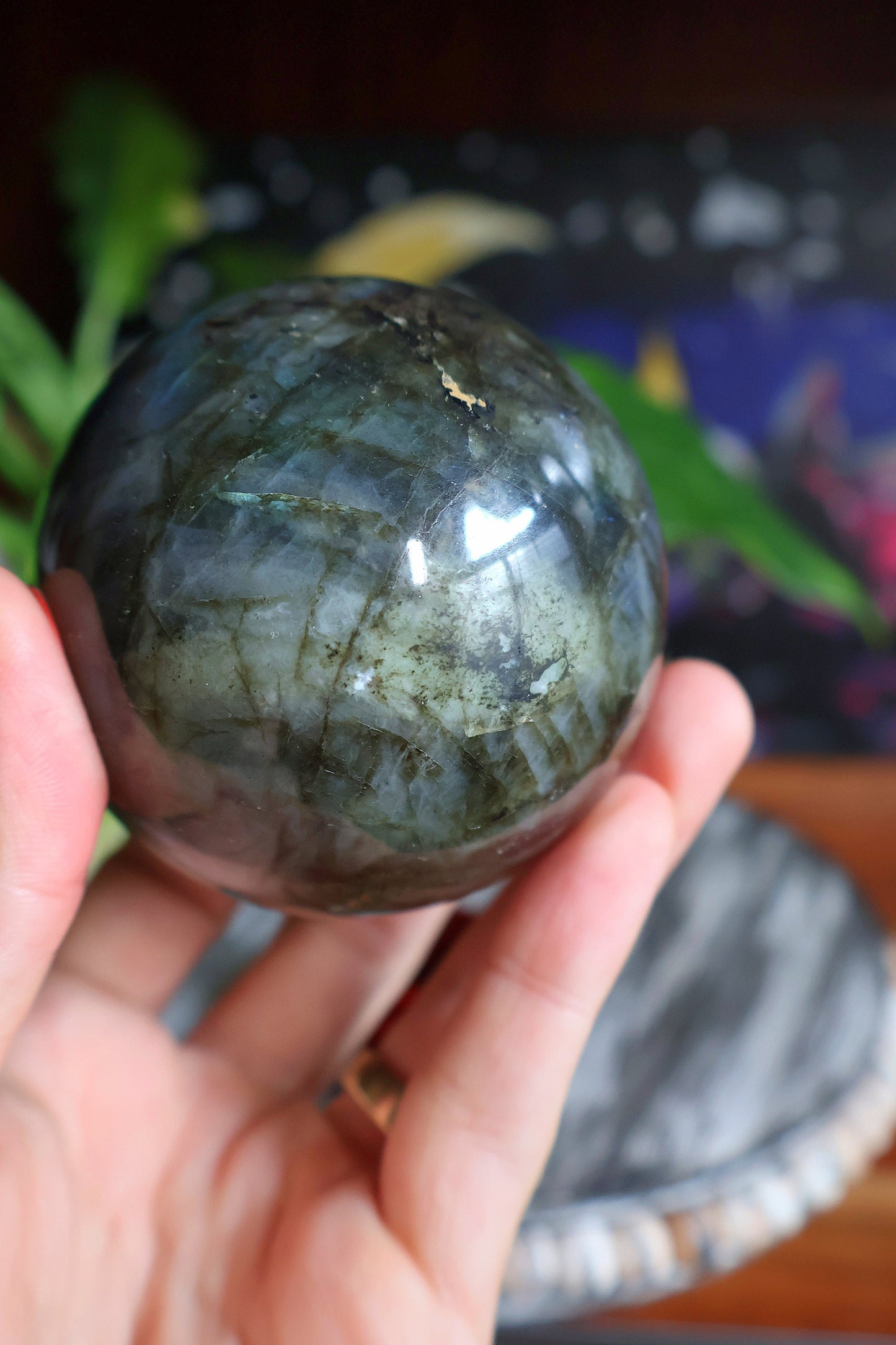 Beautiful Labradorite Crystal Sphere 19 oz Natural Stone