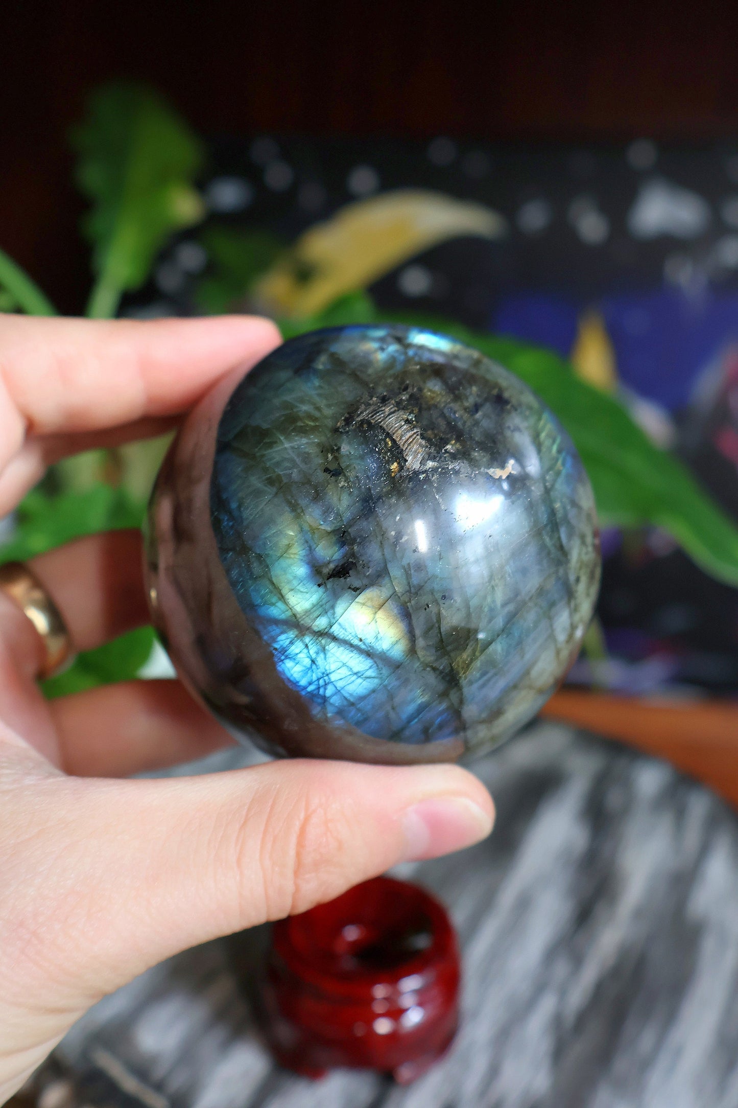 Beautiful Labradorite Crystal Sphere 19 oz Natural Stone