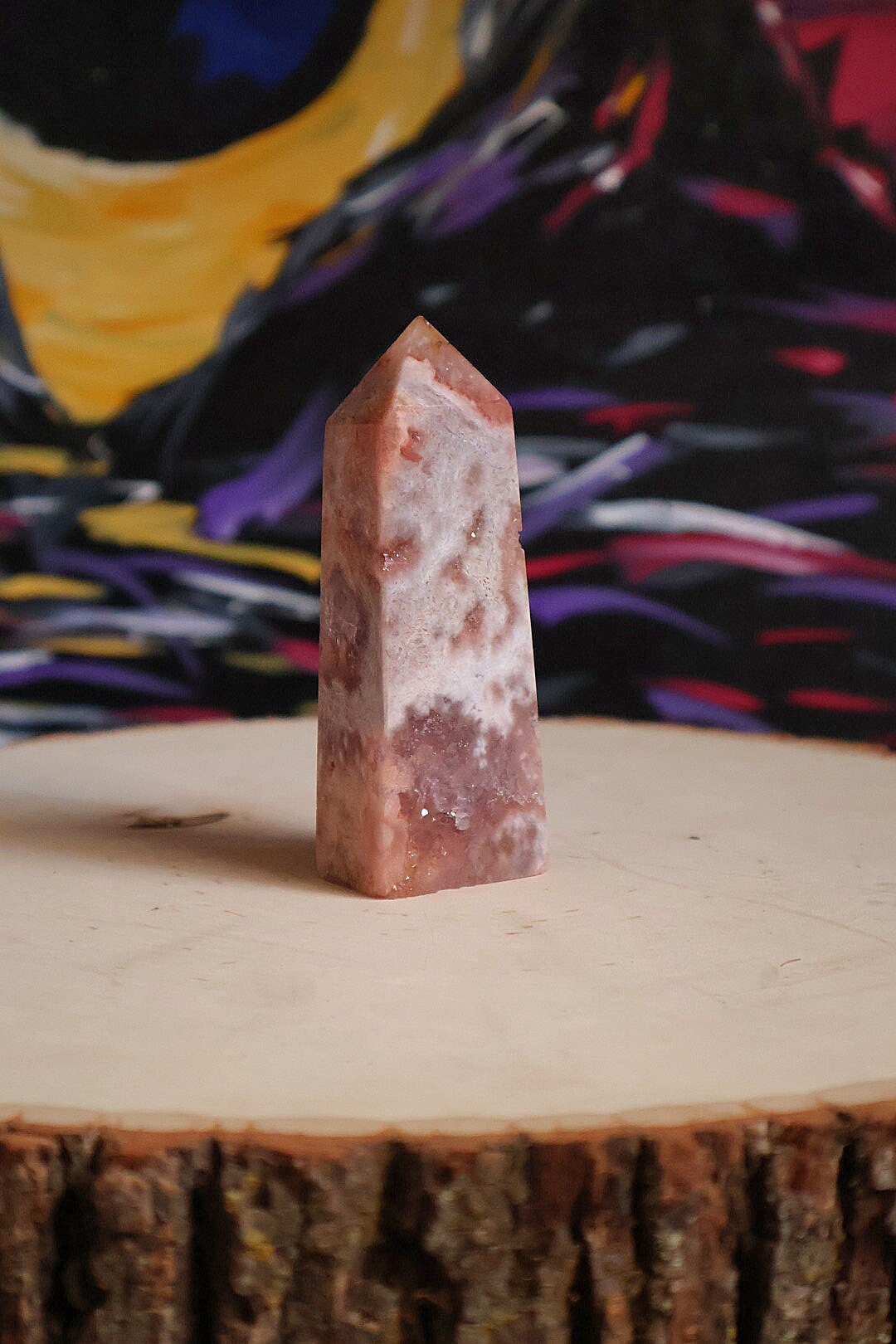 Pink Amethyst Flower Agate Tower 4.5 oz Natural Stone