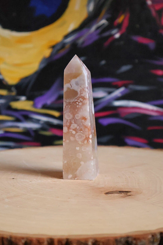 Pink Amethyst Flower Agate Crystal Tower 4.4 oz Natural Stone
