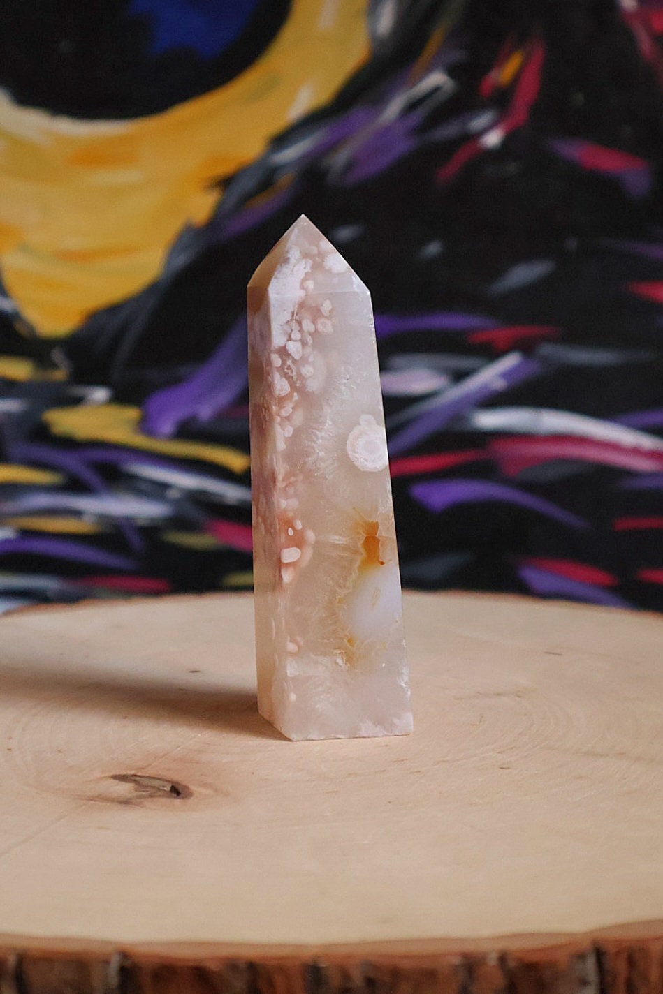 Pink Amethyst Flower Agate Crystal Tower 4.4 oz Natural Stone