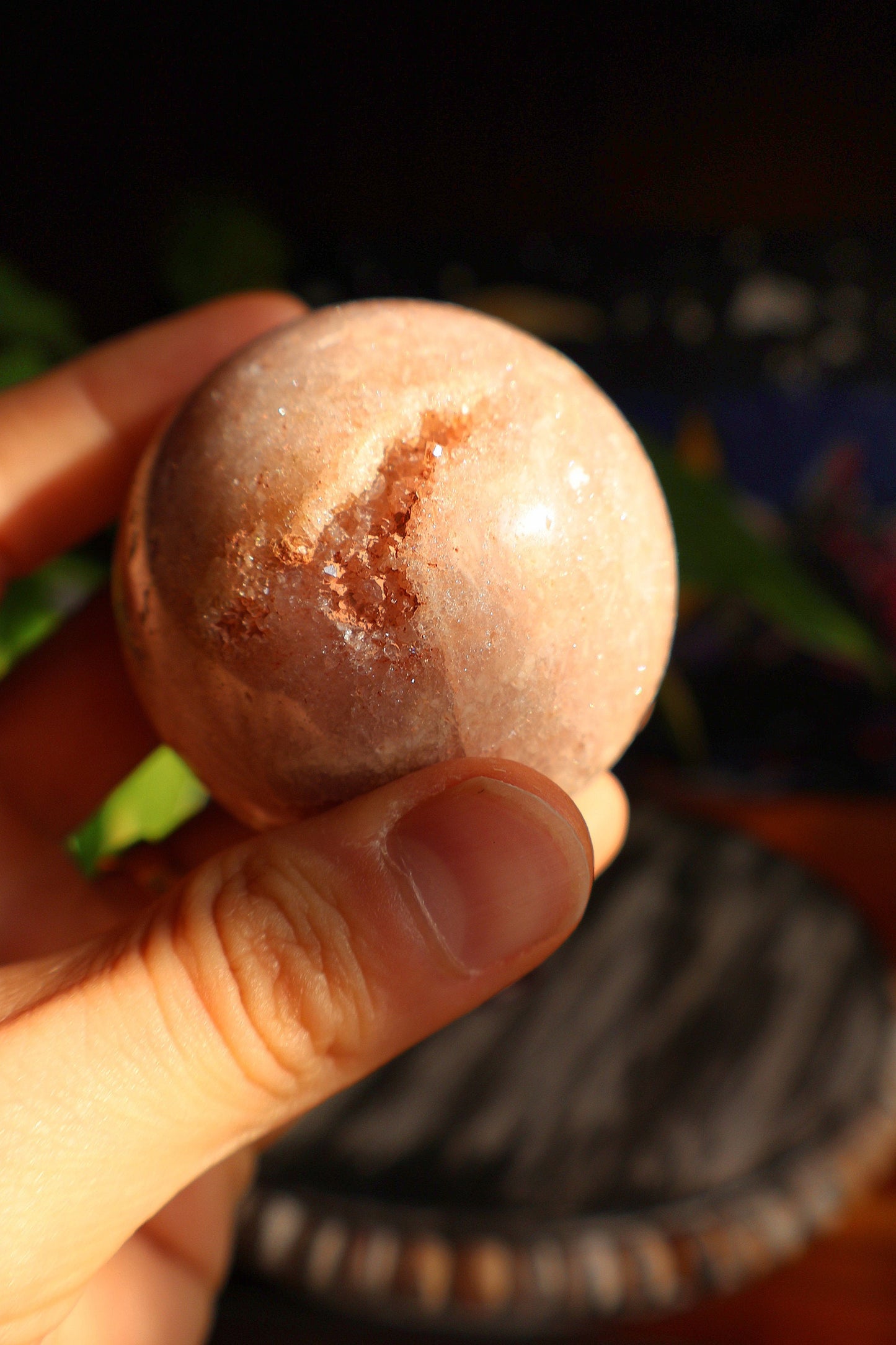 Gorgeous Sparkly Pink Amethyst Sphere 8.3 oz Natural Stone