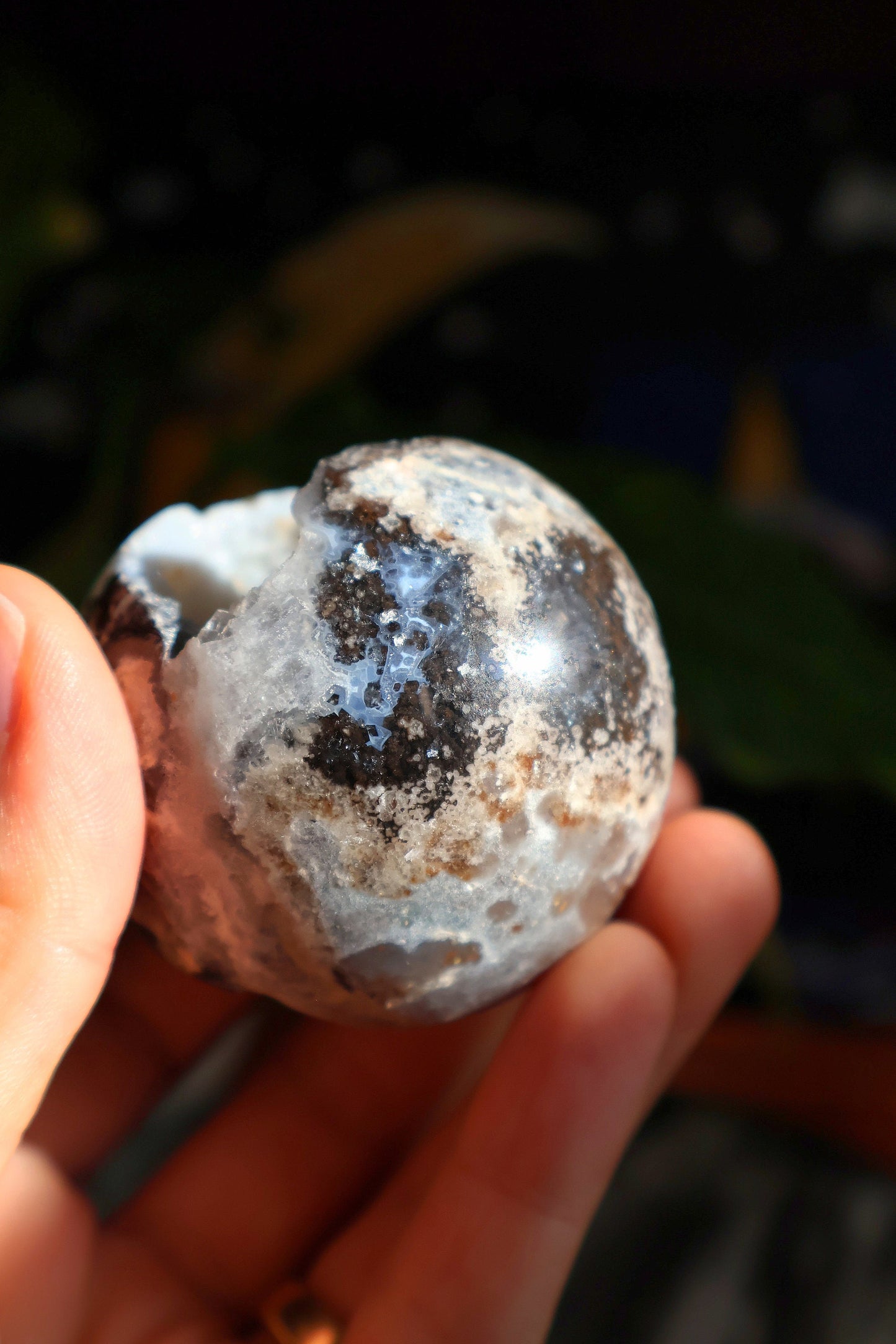 Stunning Ocean Jasper Druzy Quartz Sphere from Madagascar with sparkly crystal caves 5.6 oz Natural Stone