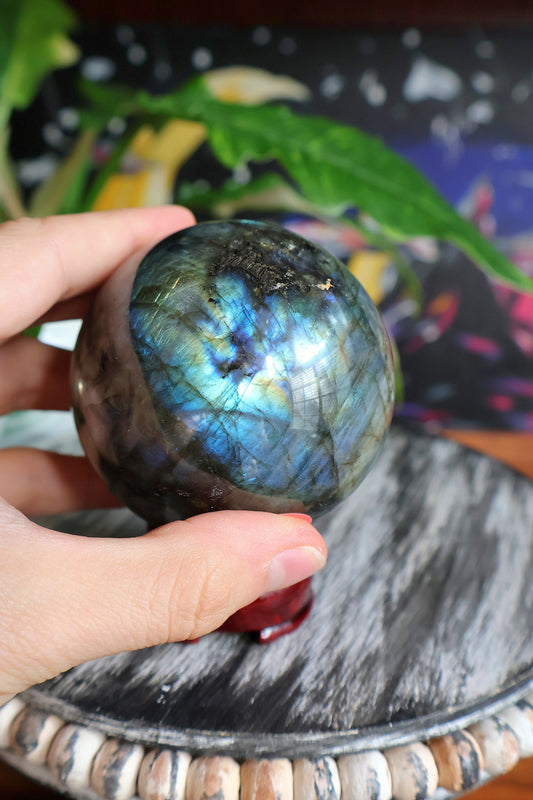 Beautiful Labradorite Crystal Sphere 19 oz Natural Stone