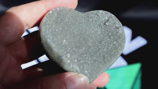 Sugar Green Amethyst Druze Heart E