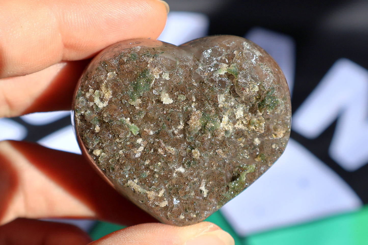 Green Amethyst Druze Heart H