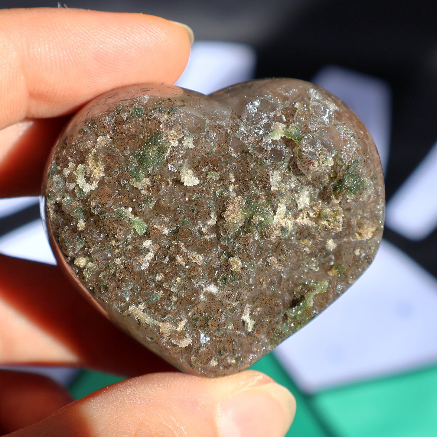 Green Amethyst Druze Heart H