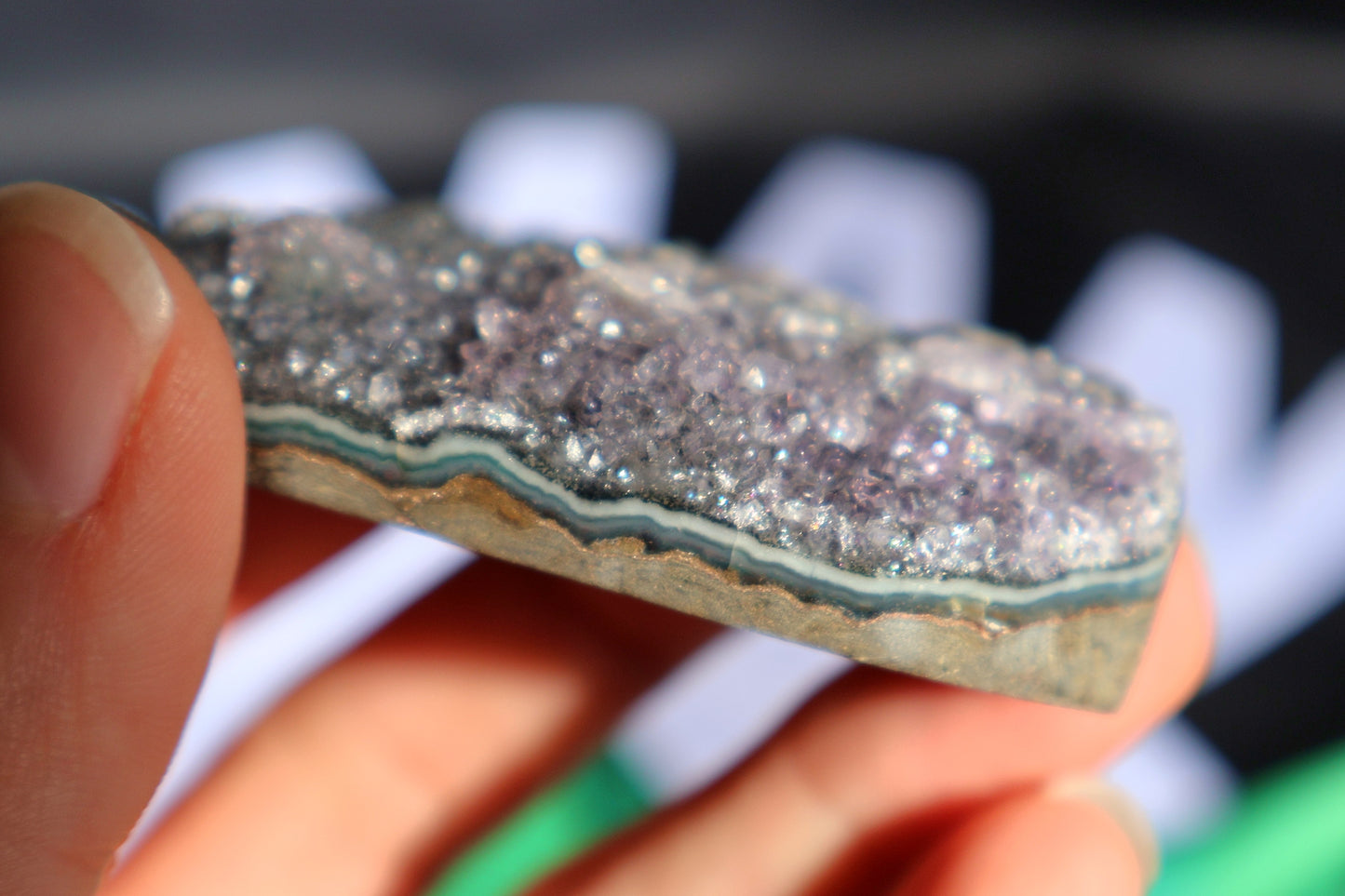 Green & Purple Amethyst Druze Heart L