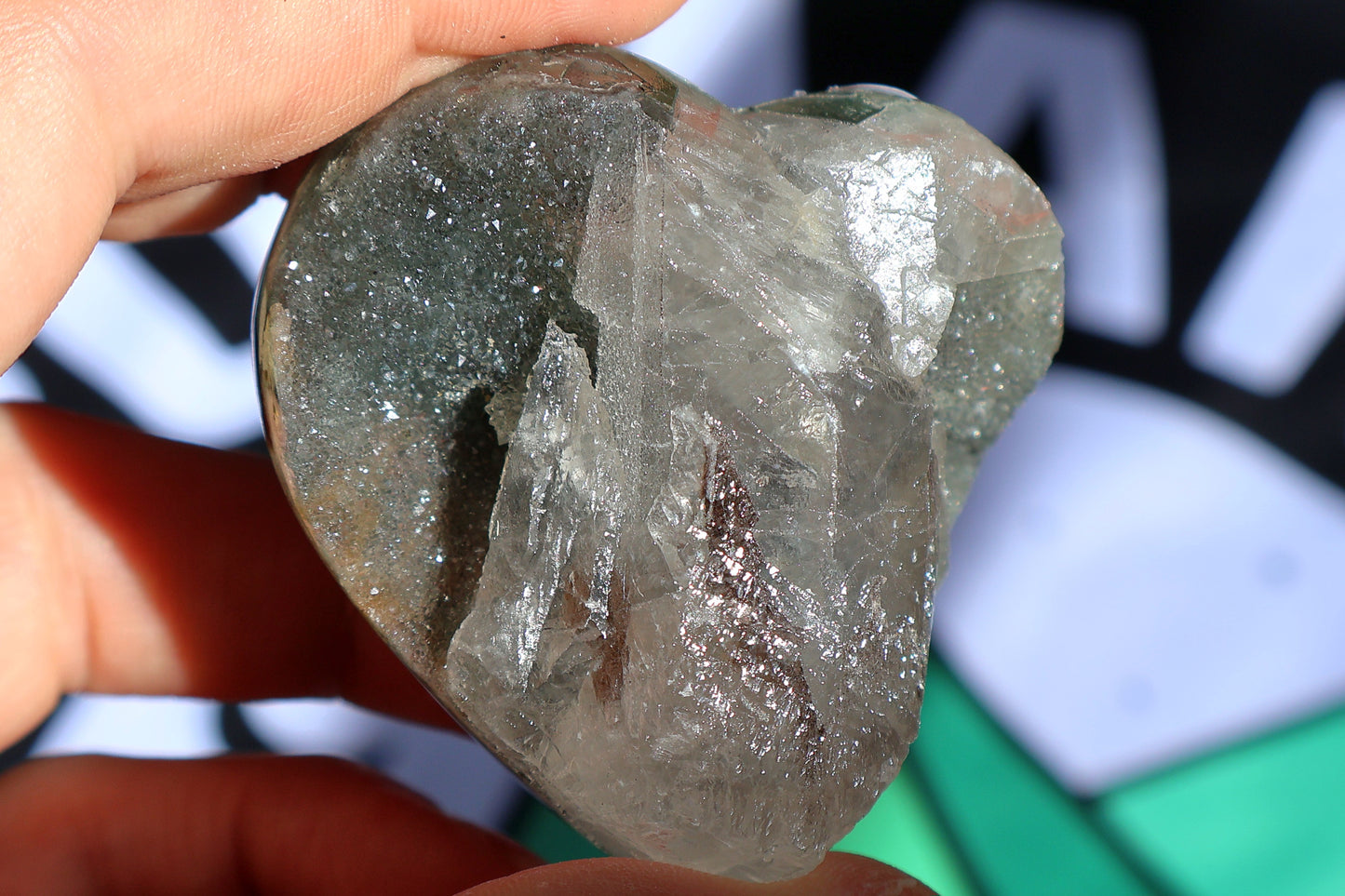 Druze Amethyst Heart with Calcite J