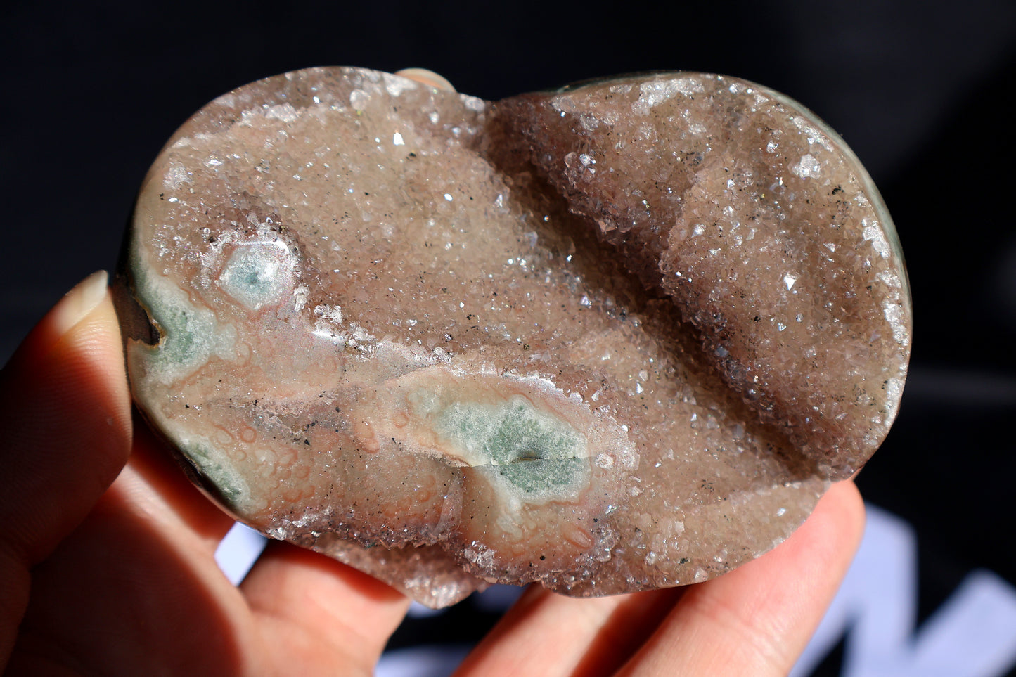 Pink Druze Amethyst Stalactite Heart W