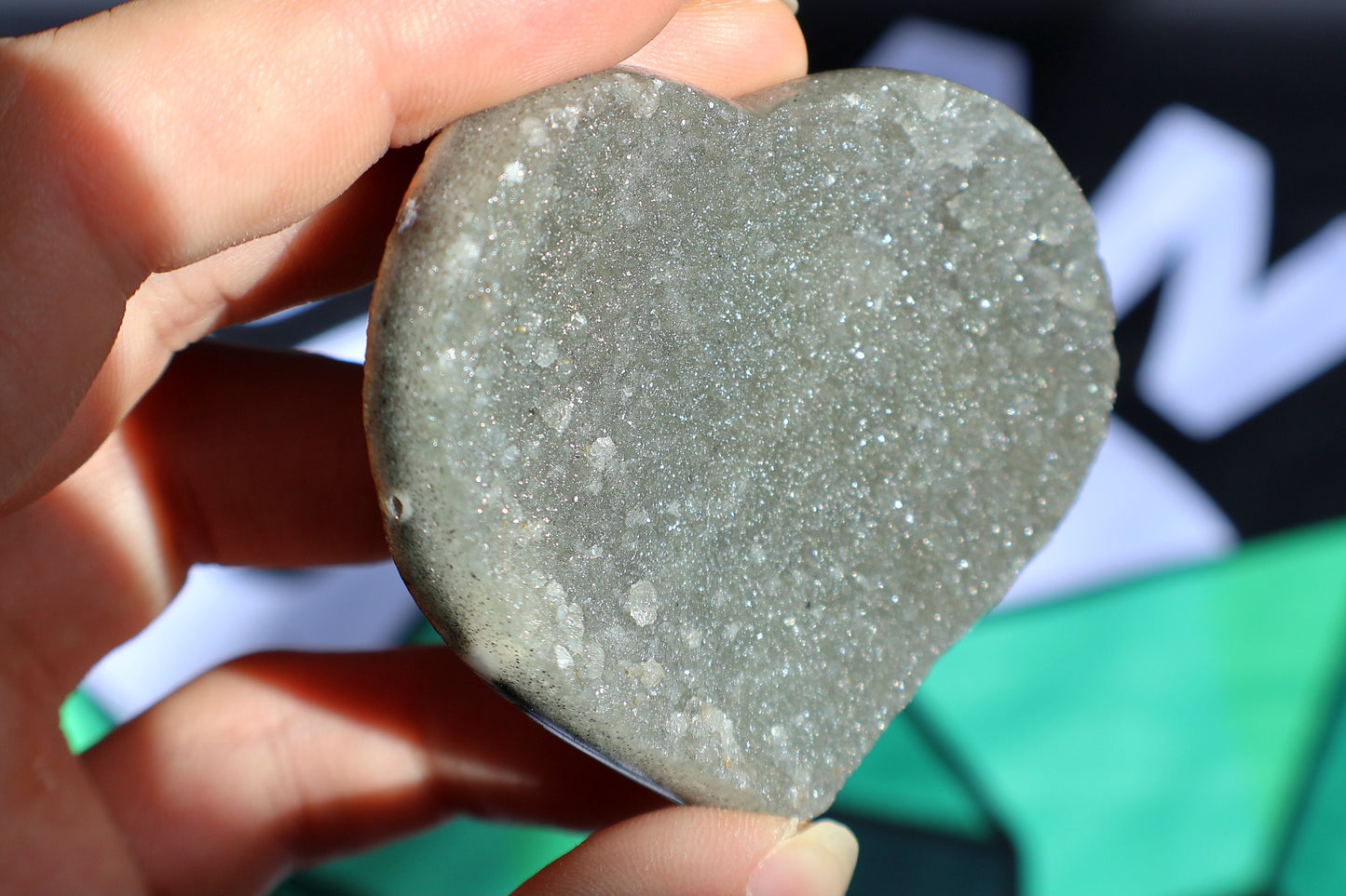 Sugar Green Amethyst Druze Heart E