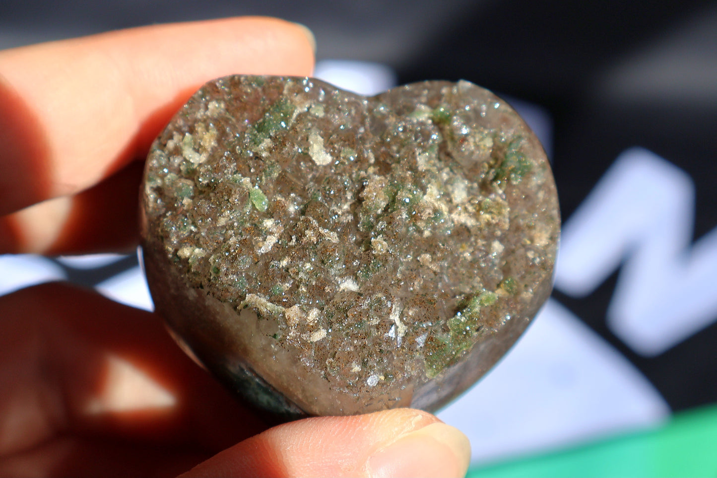 Green Amethyst Druze Heart H