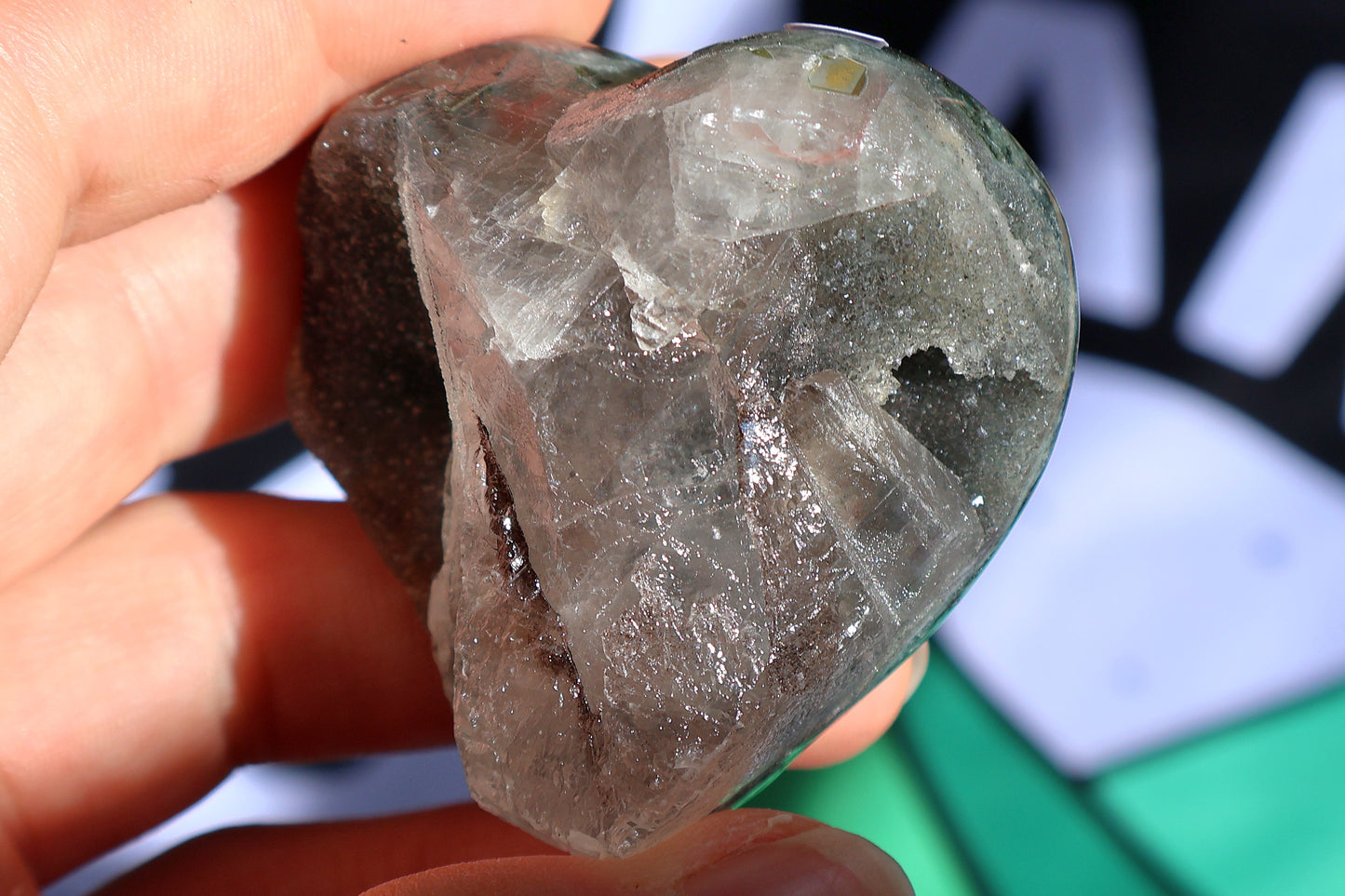 Druze Amethyst Heart with Calcite J