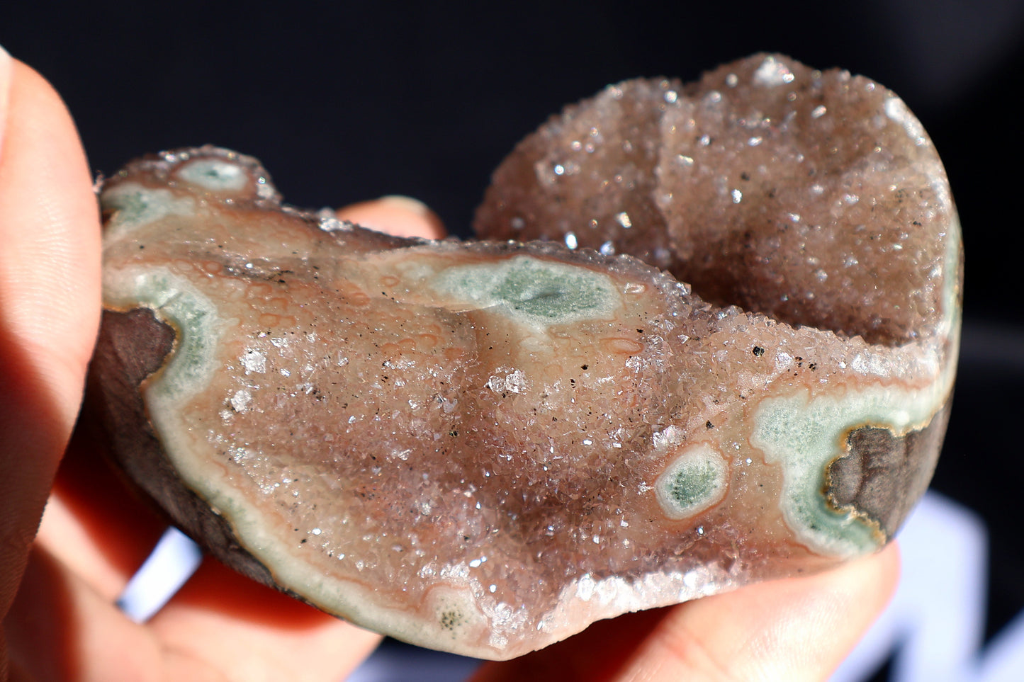 Pink Druze Amethyst Stalactite Heart W