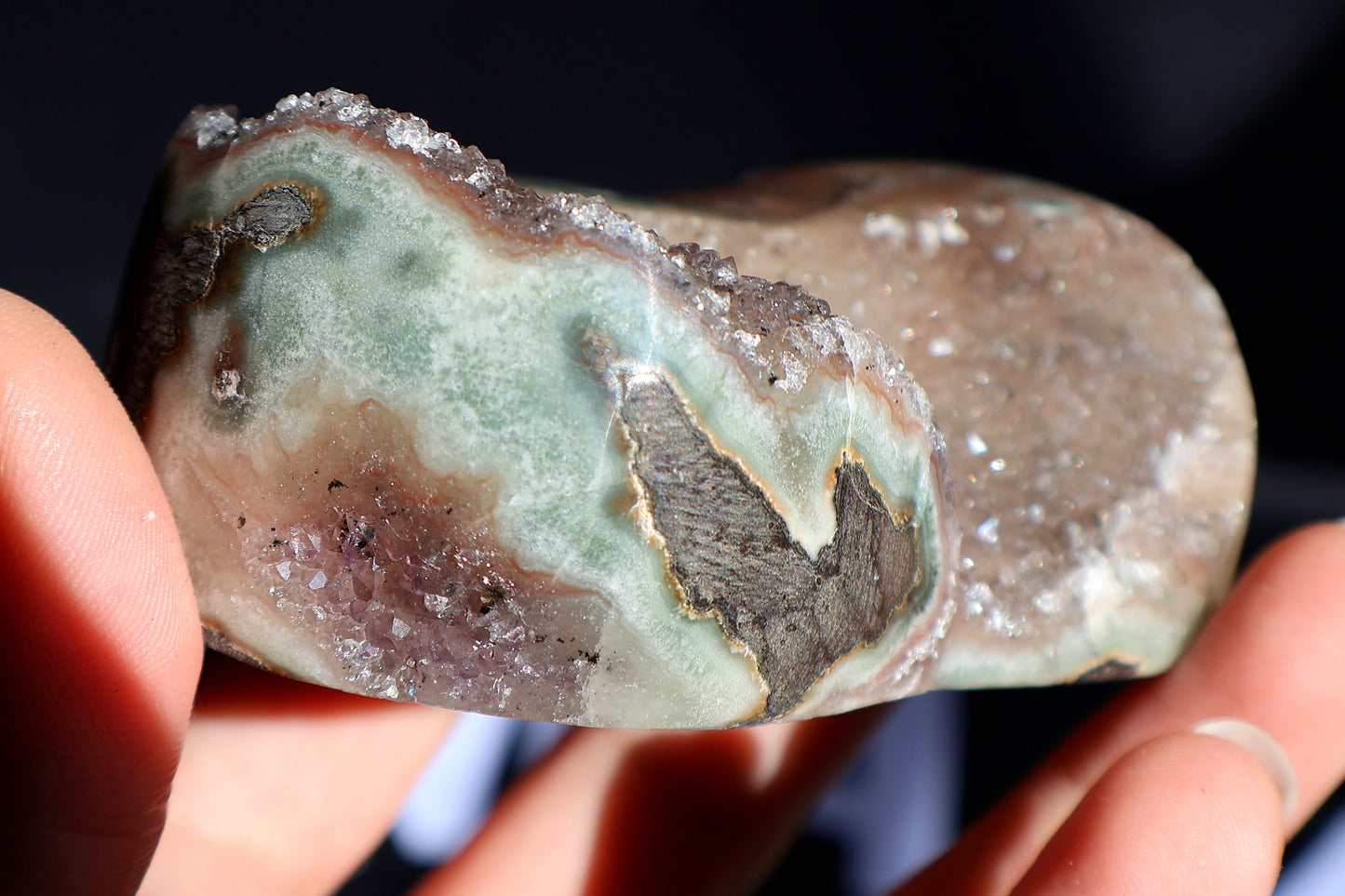 Pink Druze Amethyst Stalactite Heart W