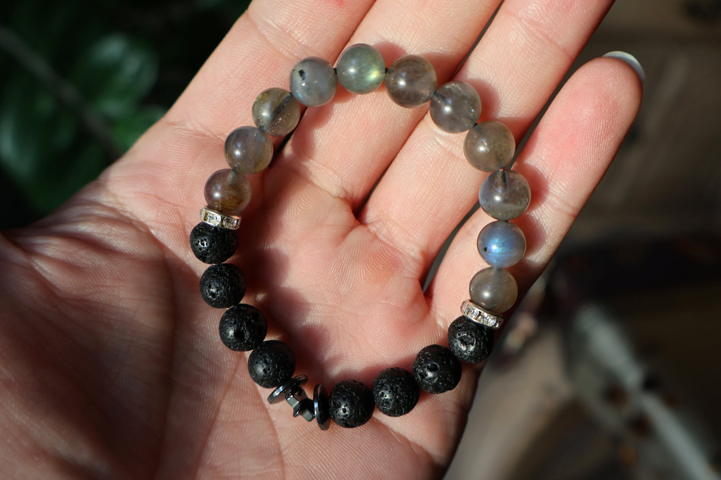 Labradorite Lava Bracelet