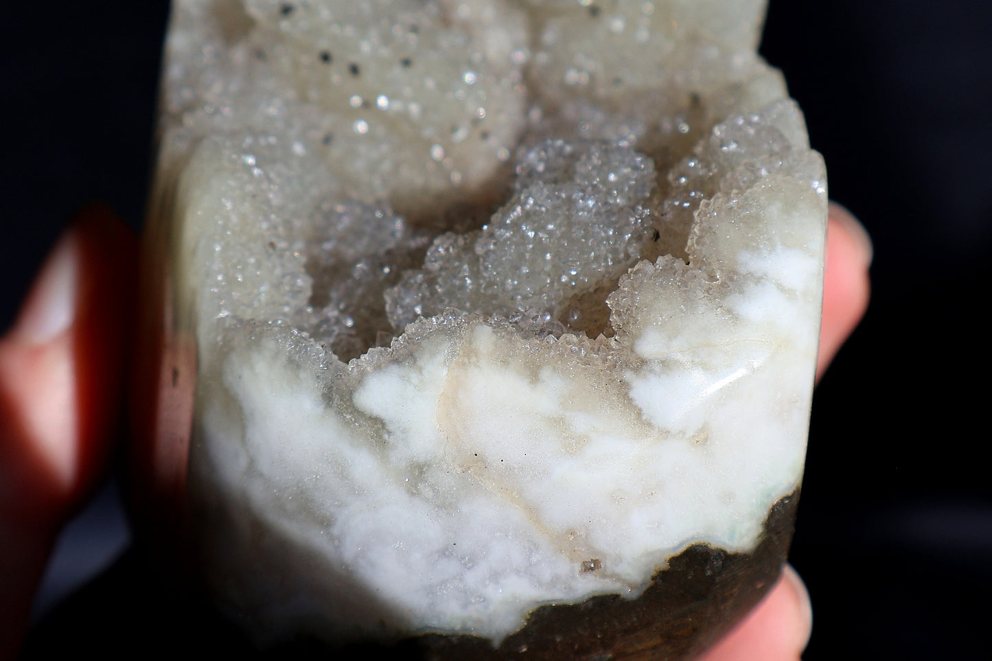 Druze Sugar Quartz on Stand