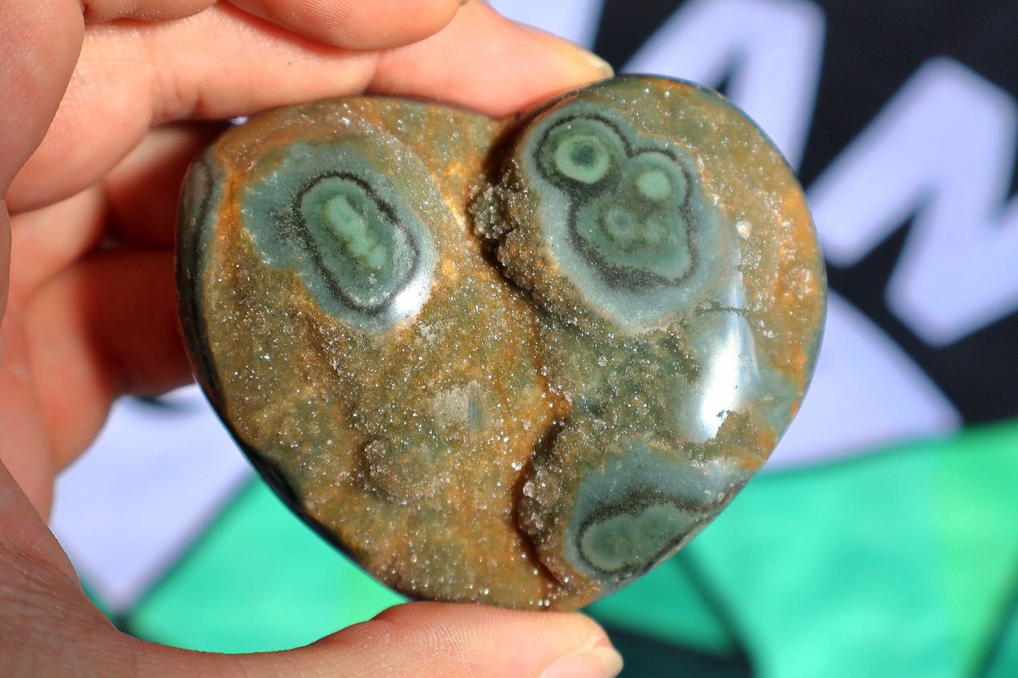Green Sugar Amethyst Stalactite Druze Heart K