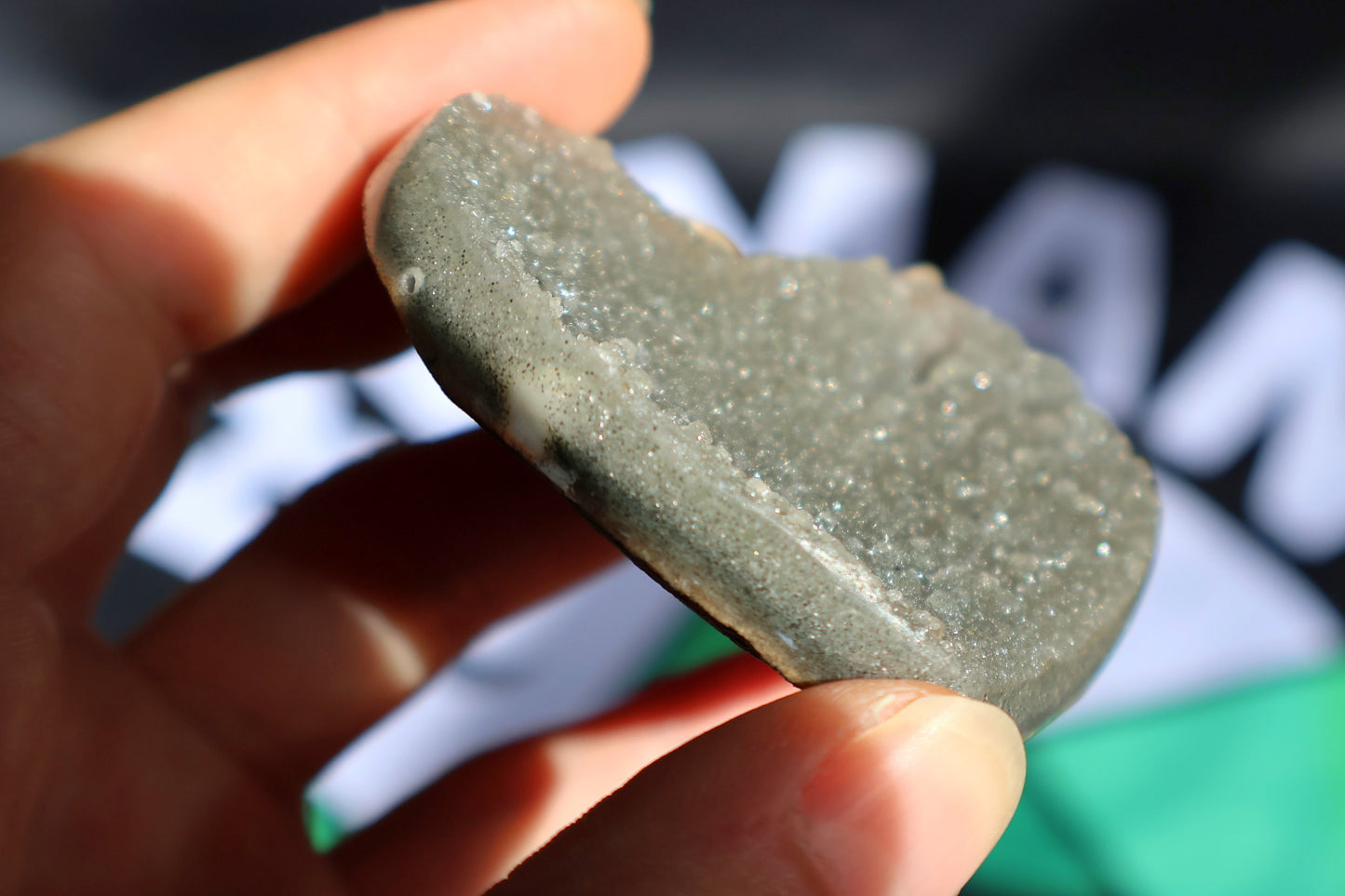 Sugar Green Amethyst Druze Heart E