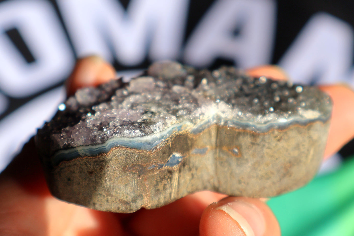 Green & Purple Amethyst Druze Heart L