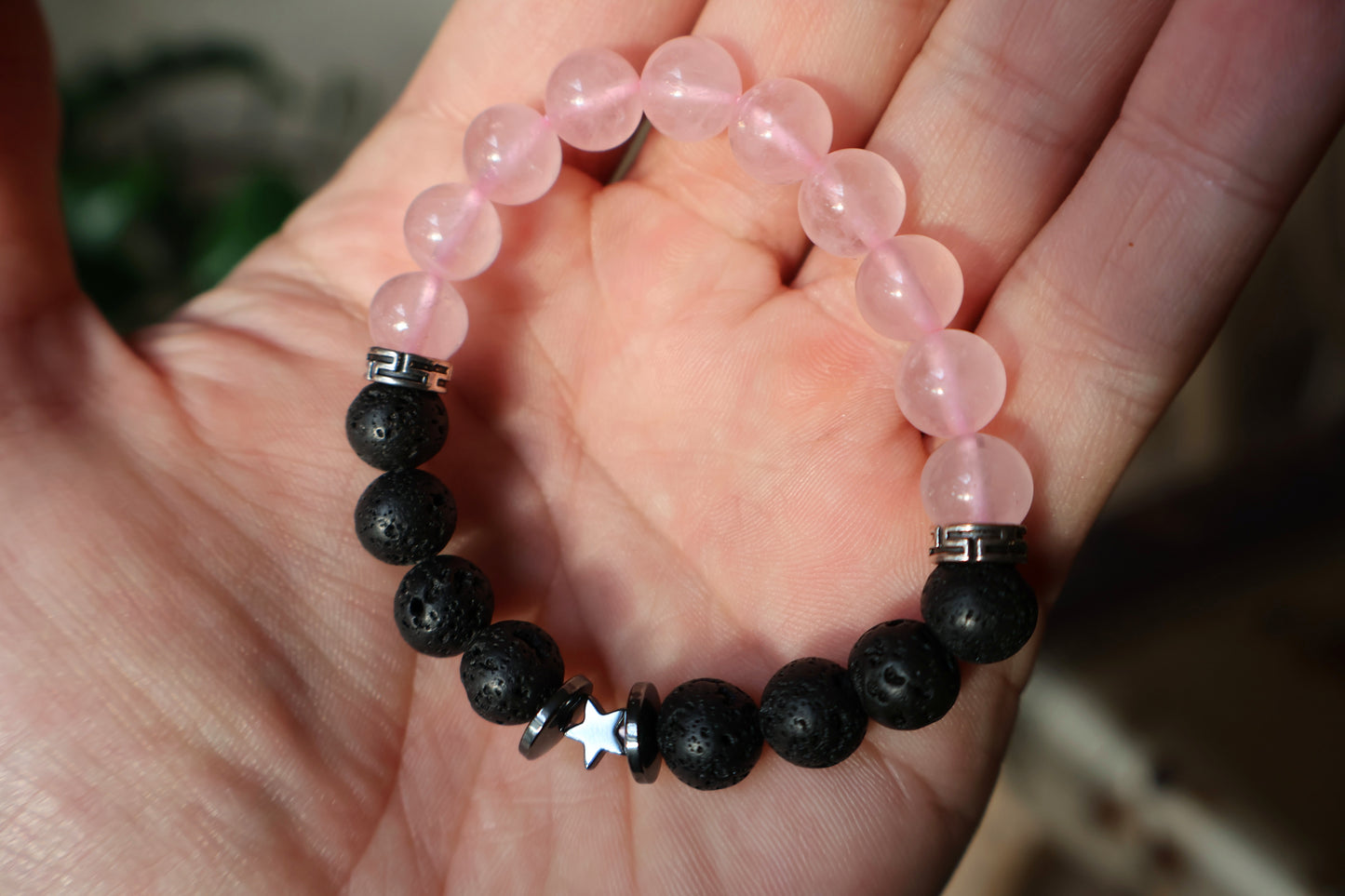 Rose Quartz Lava Bracelet