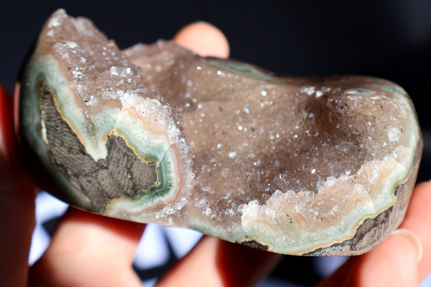 Pink Druze Amethyst Stalactite Heart W