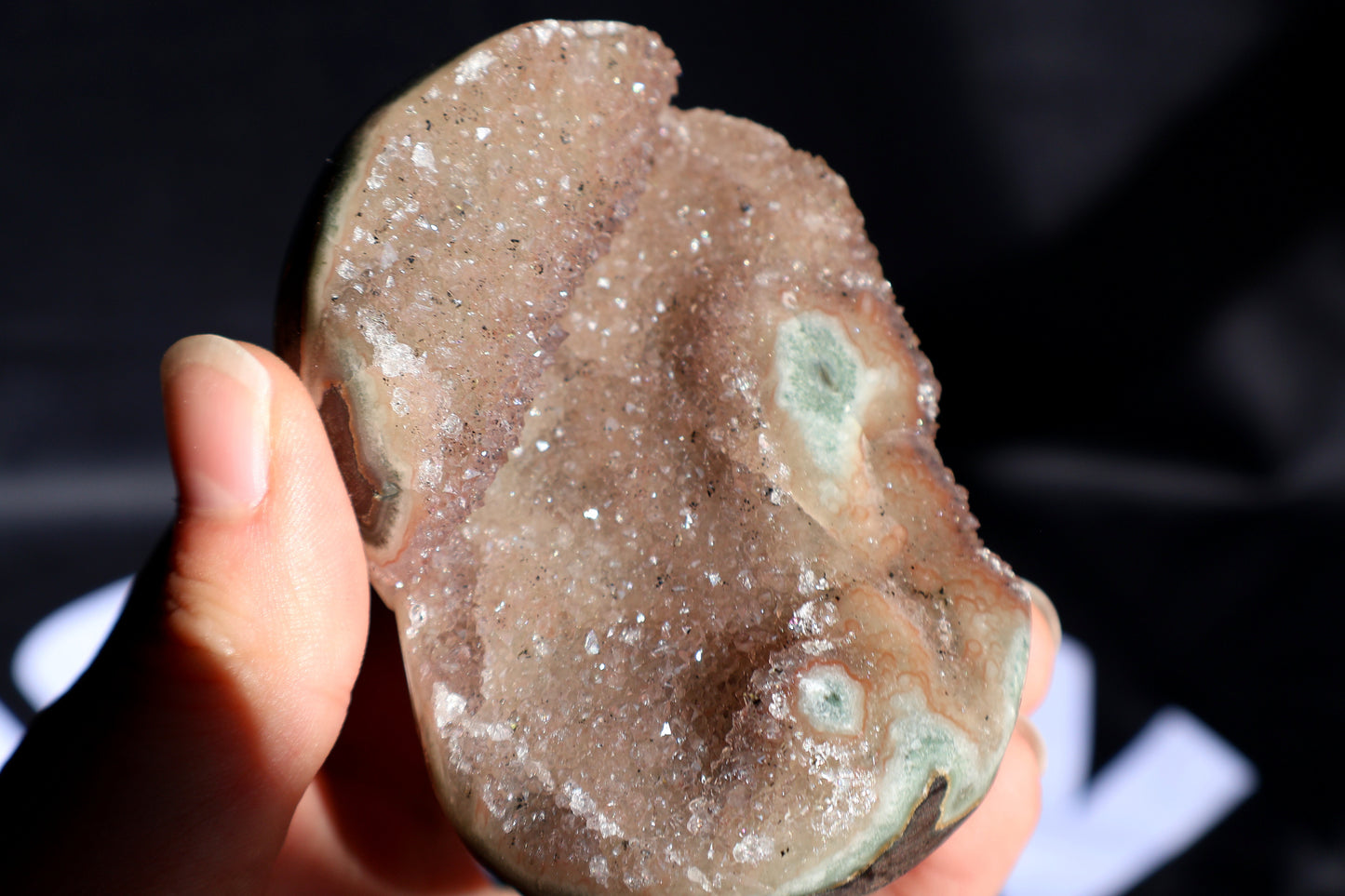 Pink Druze Amethyst Stalactite Heart W