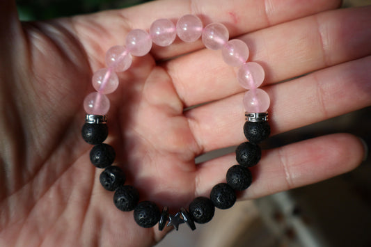 Rose Quartz Lava Bracelet