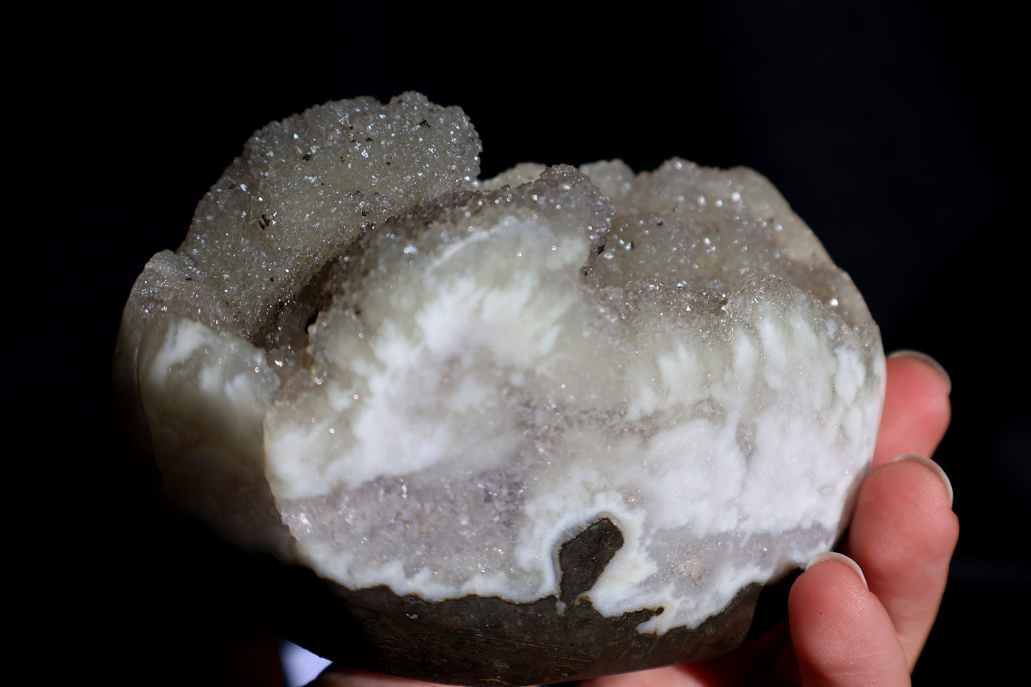 Druze Sugar Quartz on Stand