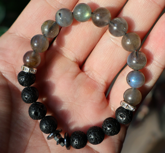 Labradorite Lava Bracelet