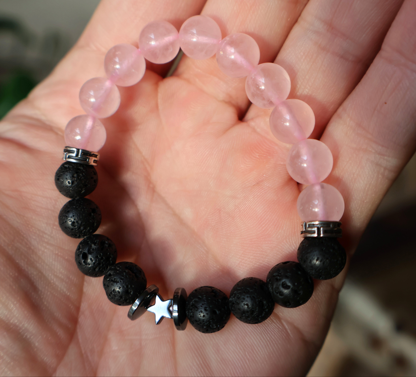 Rose Quartz Lava Bracelet